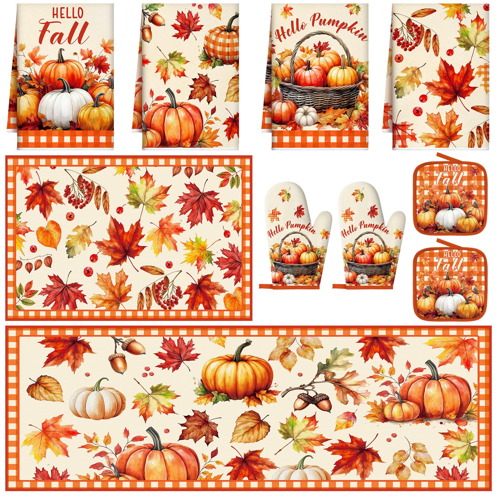 Fourluoo 10 Pcs Thanksgiving Kitchen Decor Fall Pumpkin Kitc -20 Fourluoo 10 Pcs Thanksgiving Kitchen Decor Fall Pumpkin Kitc -20