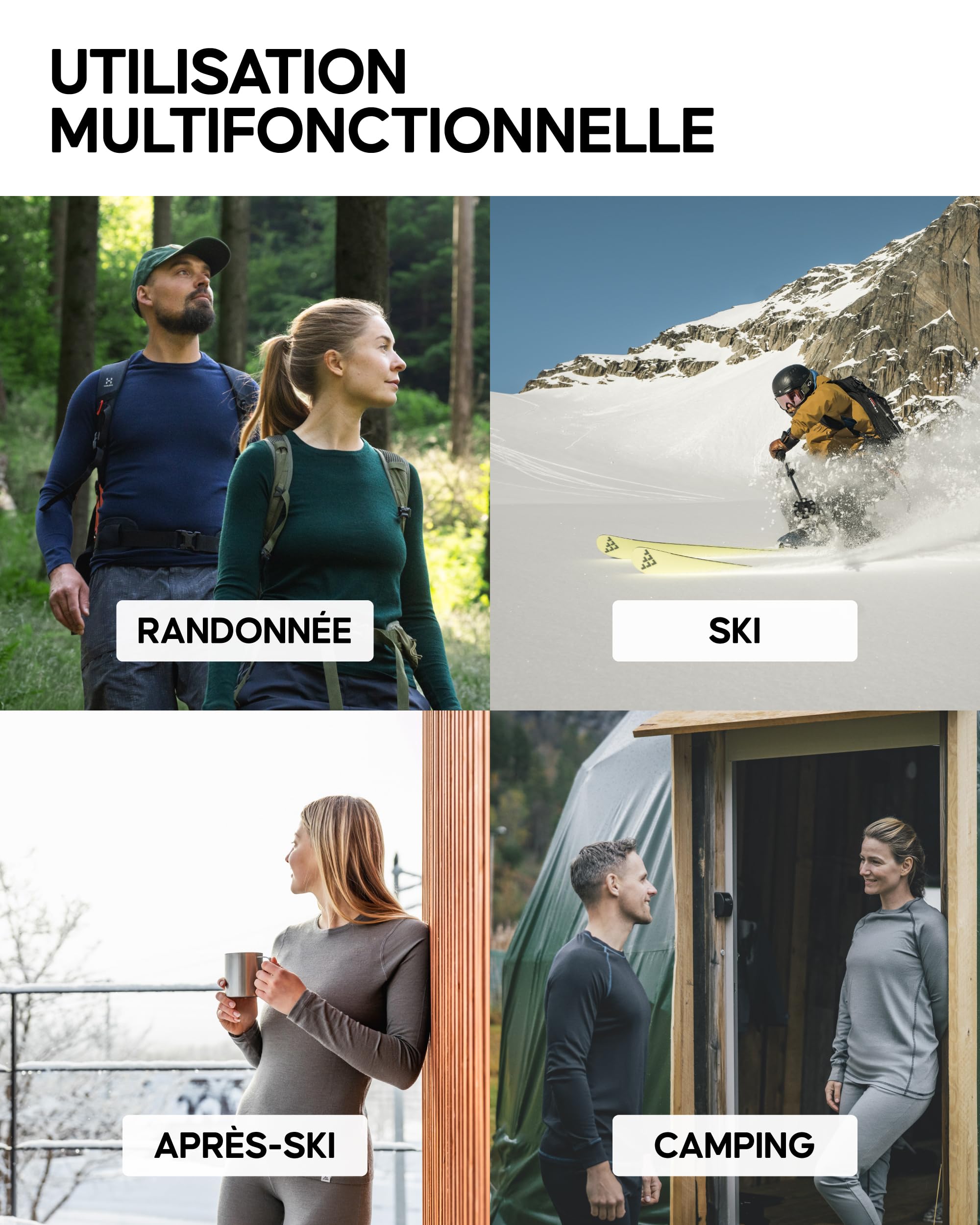 DANISH ENDURANCE Haut Thermique en Laine Merinos pour Femme, sous-Vêtements Thermiques. Couche de Base d'hiver