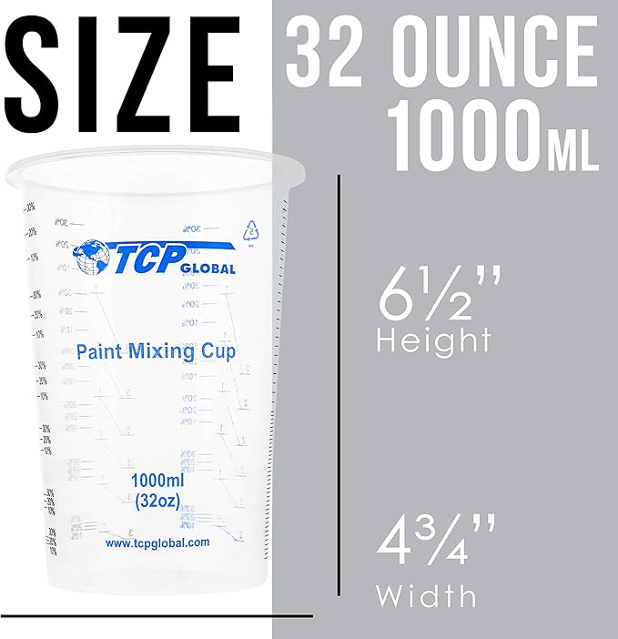 TCP Global Vasos Medidores Plásticos 1000ml - Paquete de 25 miniatura 4