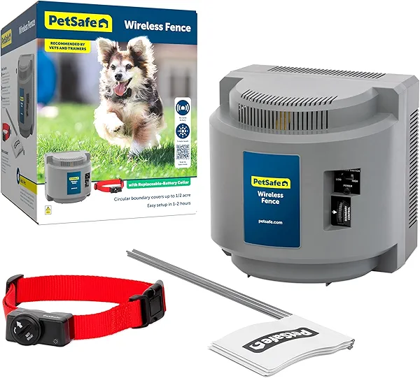 PetSafe Wireless Pet Containment System - Original Wireless Electric Fence for Dogs - Covers Up to 1/2 Acre - for Pets 8lb+