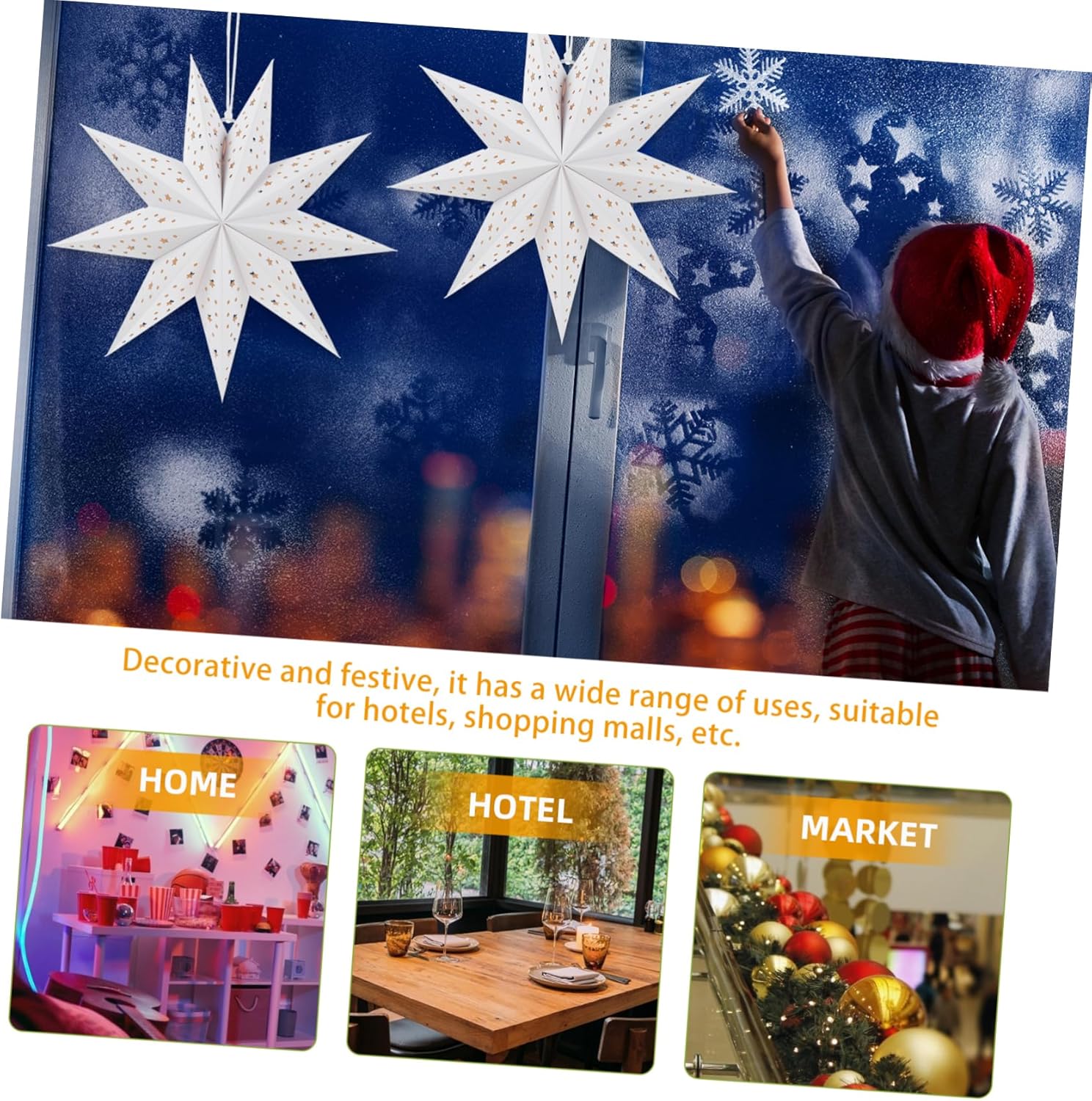 12pcs Decorative Star Lamp Shade Pendants for Christmas Nine-Pointed Lantern Easy to Use Party Decorations Create Warm Atmosphere Elegant Design