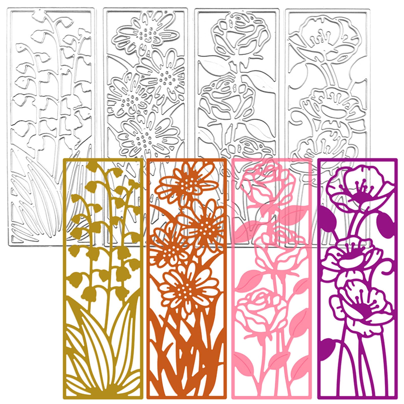 4 PCS Flower Frame Cutting Dies for Card Making Flower Cutting Dies, DIY Scrapbooking Arts Craft Decorative Embossing Paper Dies Card Making