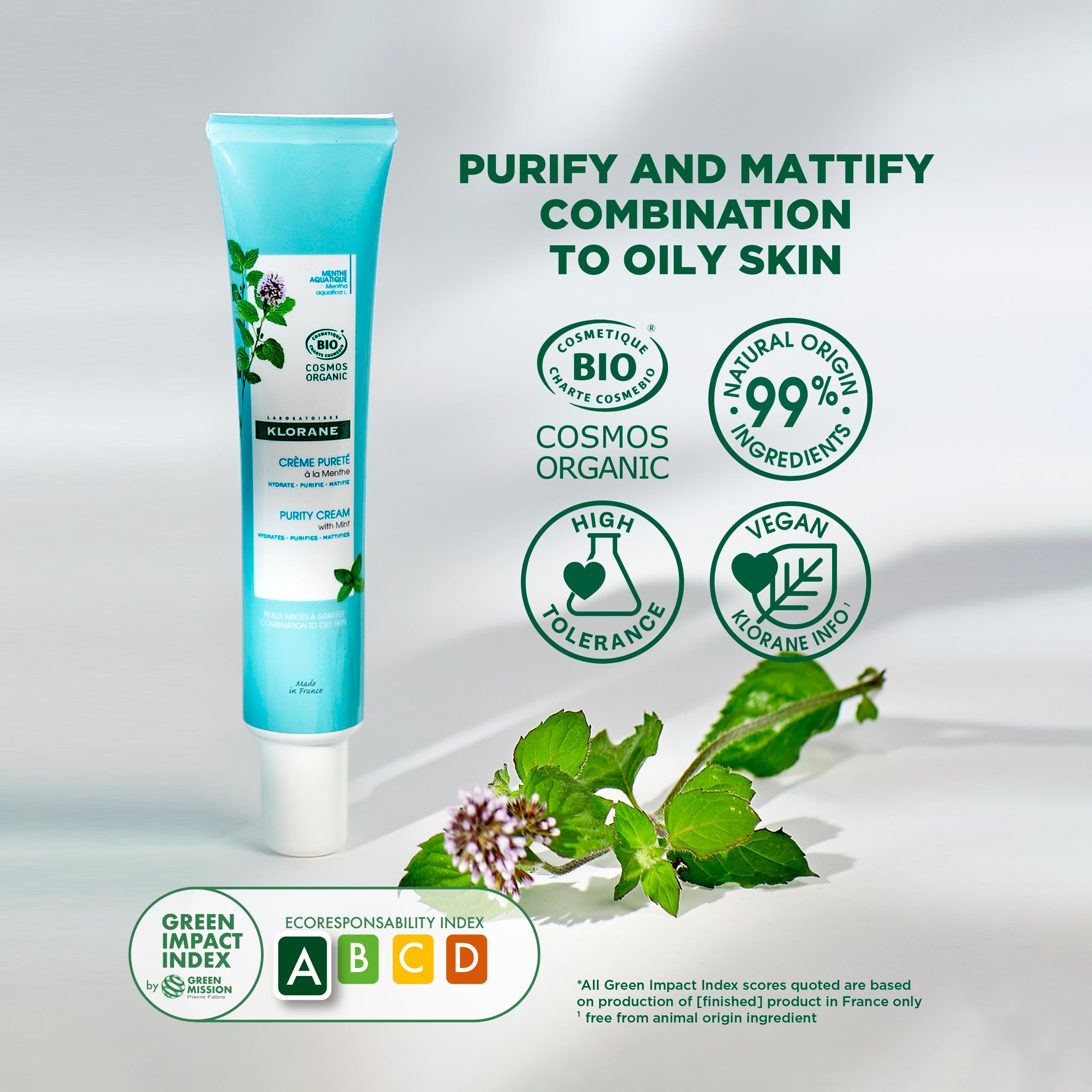 Klorane Purifying moisturising cream with Organic Aquatic Mint 40ml, blue - Image 4