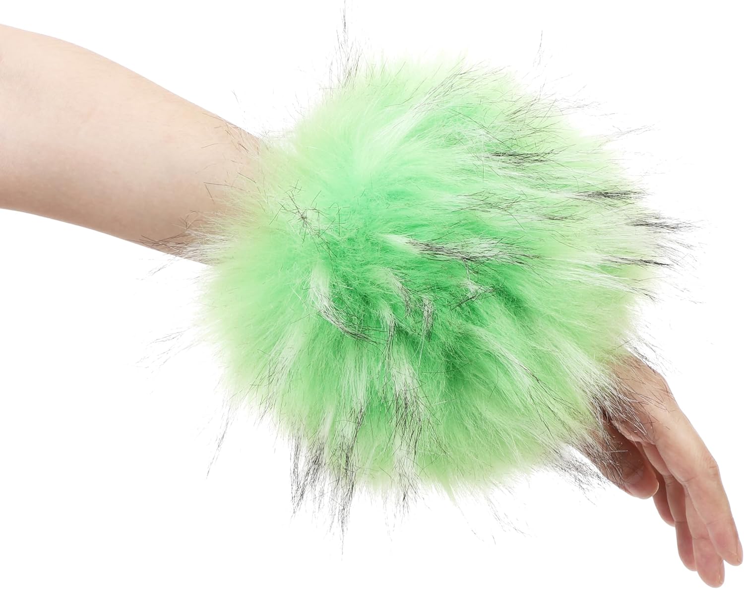 Women's Faux Fur Wrist Cuffs Winter Fluffy Furry Arm Warmers Plush Wristband - Image 2