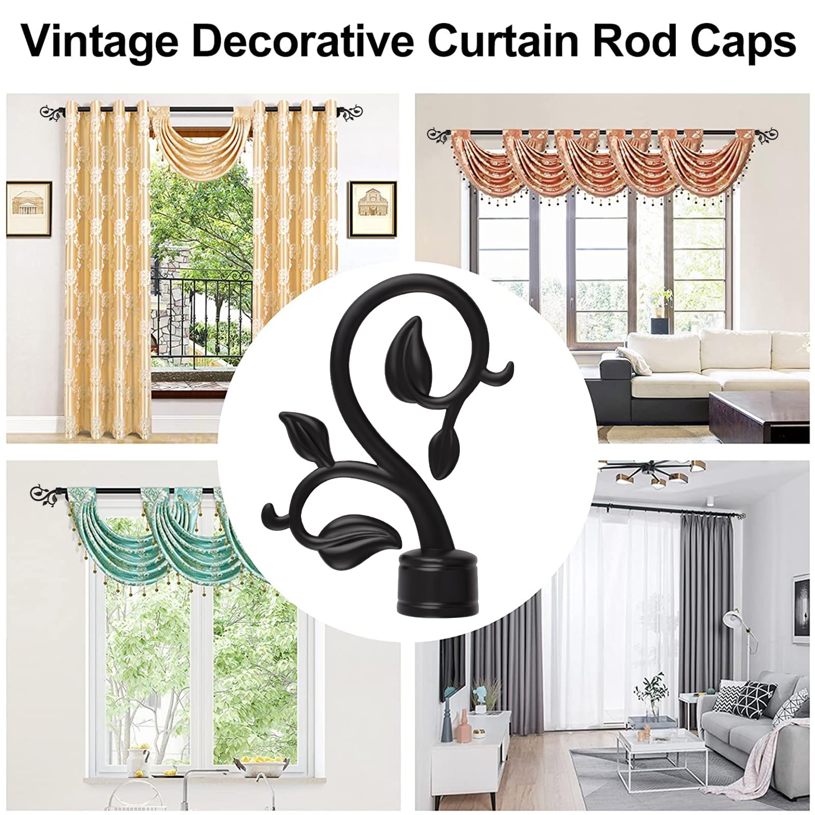 4 Embouts De Rideau GORGECRAFT Blancs - 28mm Diamètre Intérieur - Style Colonne Pour Tringles Romaines