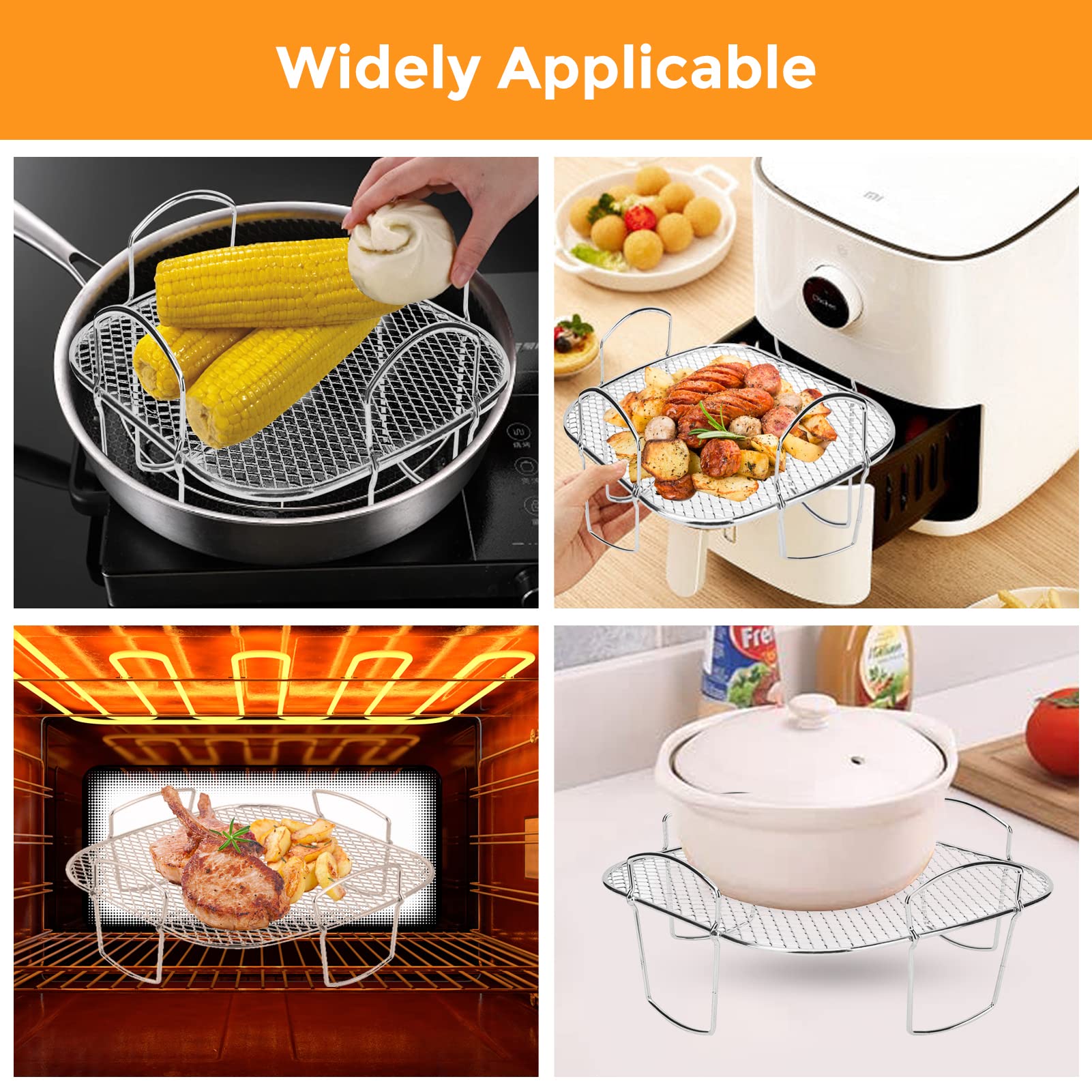 Cesta para freidora de aire para horno Nuwave, cesta de parrilla de acero inoxidable, juego de cesta de malla antiadherente, bandeja para freidora de aire, cesta para asar