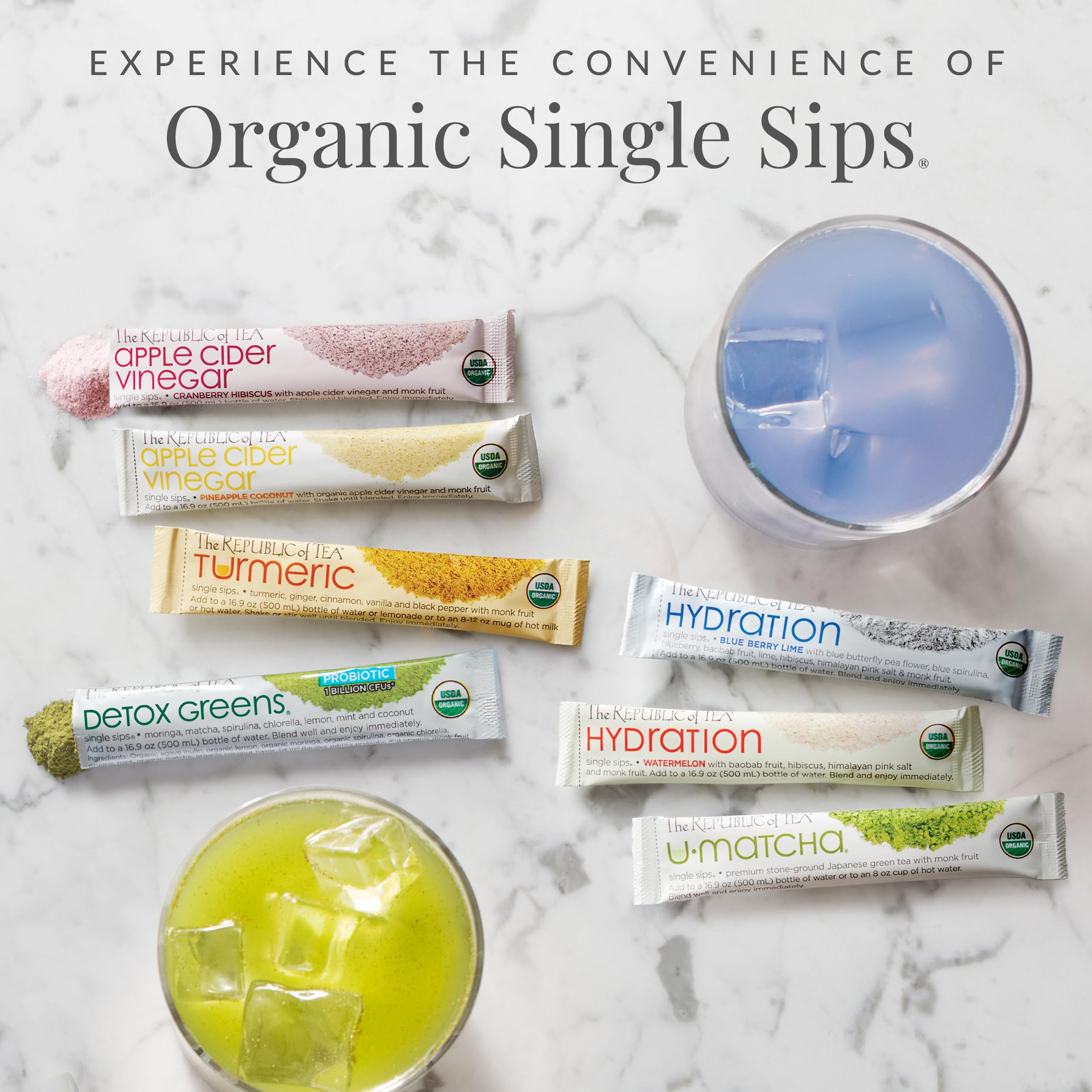 The Republic of Tea Organic U Matcha Single Sips Naturally Caffeinated Matcha Green Tea Powder 14 Packets — view 5