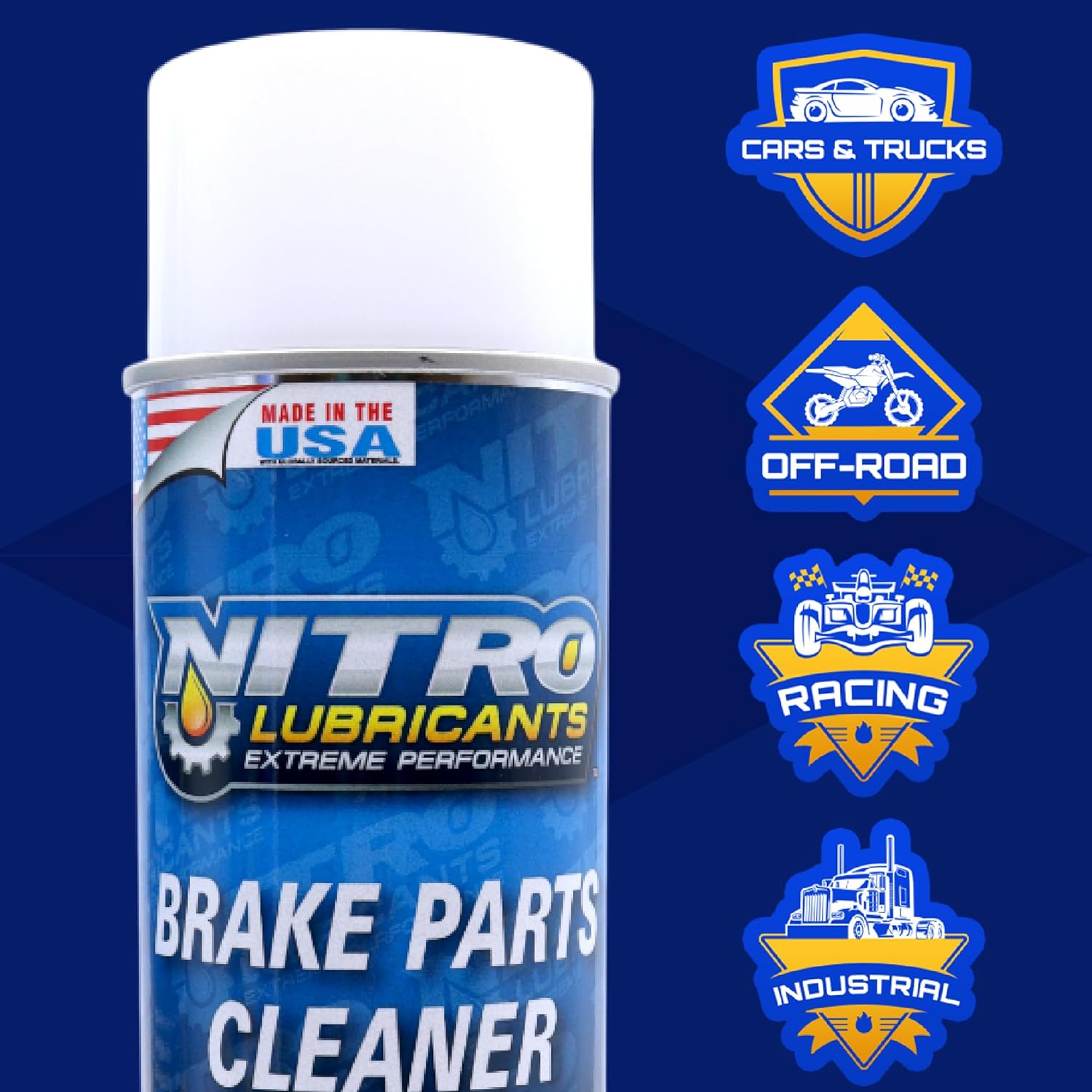 Nitro Lubricants Brake Cleaner – Fast-Drying, Non-Chlorinated Formula Removes Grease, Oil, Tar, and Brake Fluid – Residue-Free Performance – 12oz – Made in USA (3-Pack)