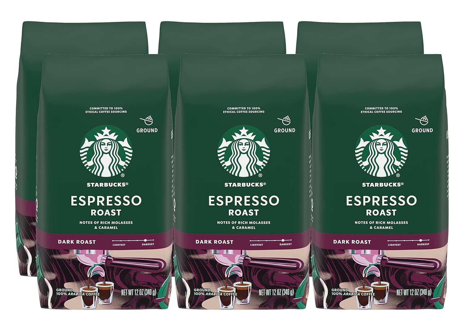 Starbucks Ground Coffee, Espresso Roast, Dark Roast Coffee