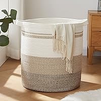 OIAHOMY 80L Large Laundry Hamper Basket with Handles - Woven Cotton Storage Bin for Clothes, Toys, Blankets, Pillows - 20x18in Gradient Yellow