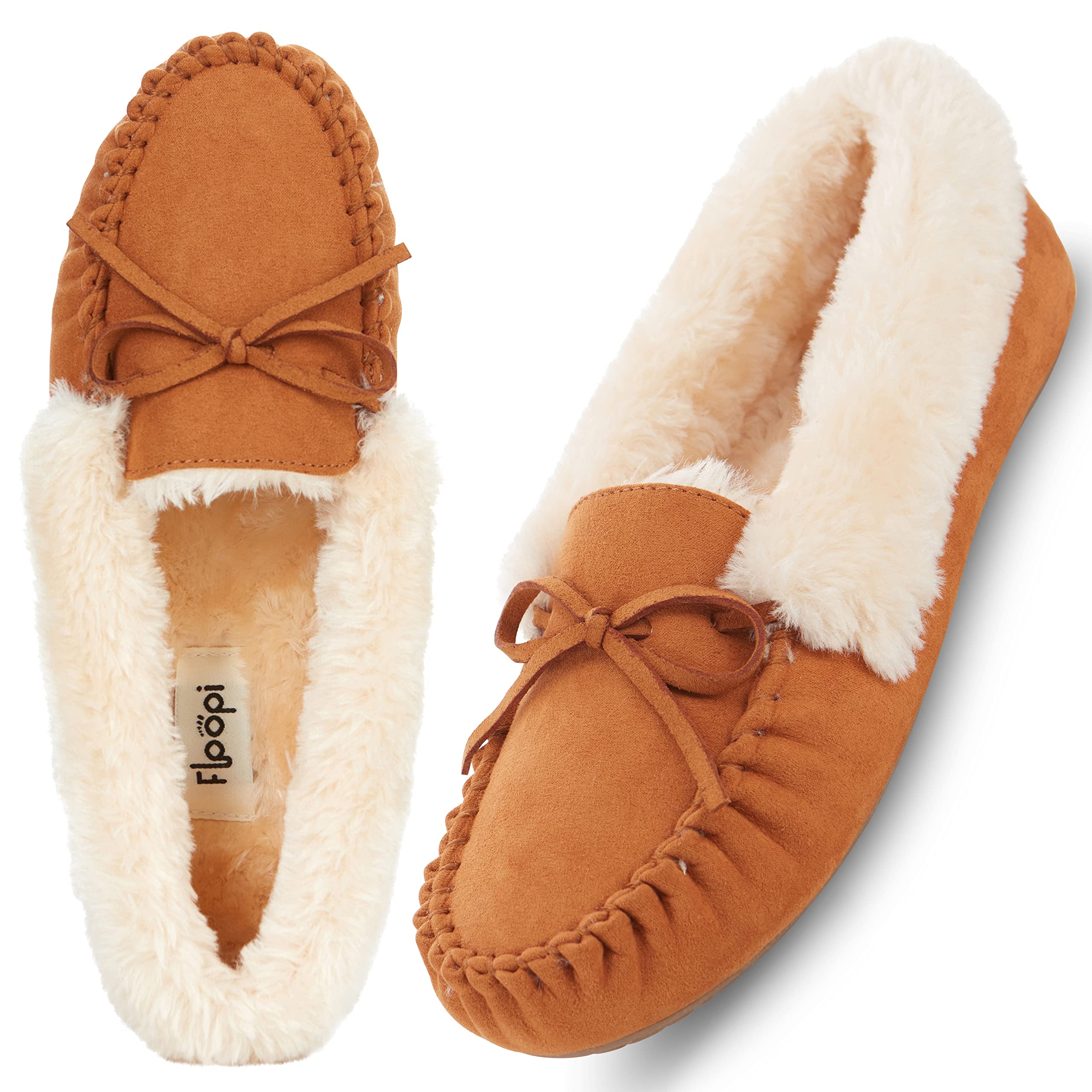 Floopi Womens Indoor Outdoor Basic Memory Foam Moccasin Slipper