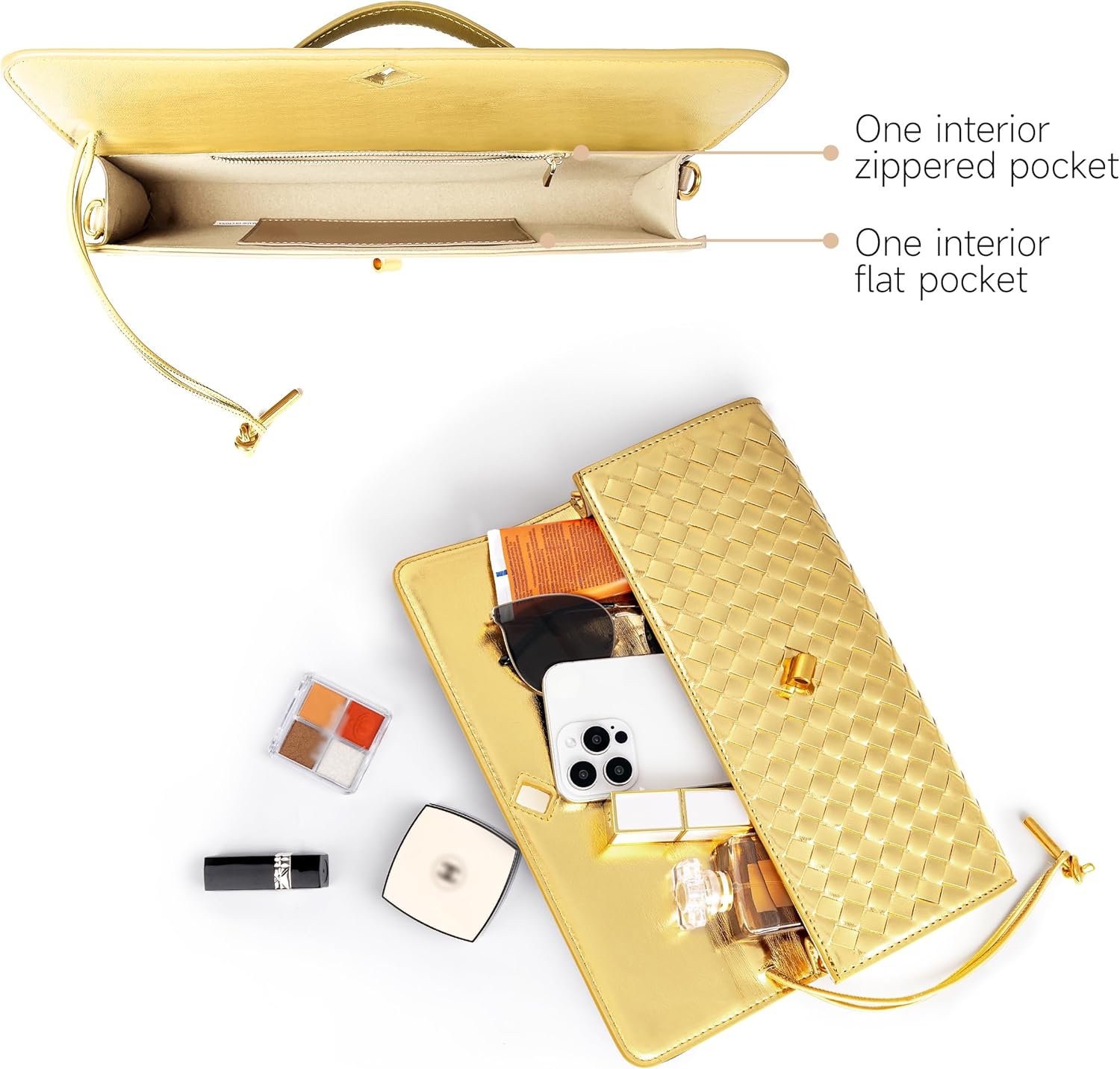 Joryin Woven Purse for Women Evening Clutch Woven Leather Handbags Crossbody Bag Purse Formal Evening Bag, Vegan Leather - Image 5