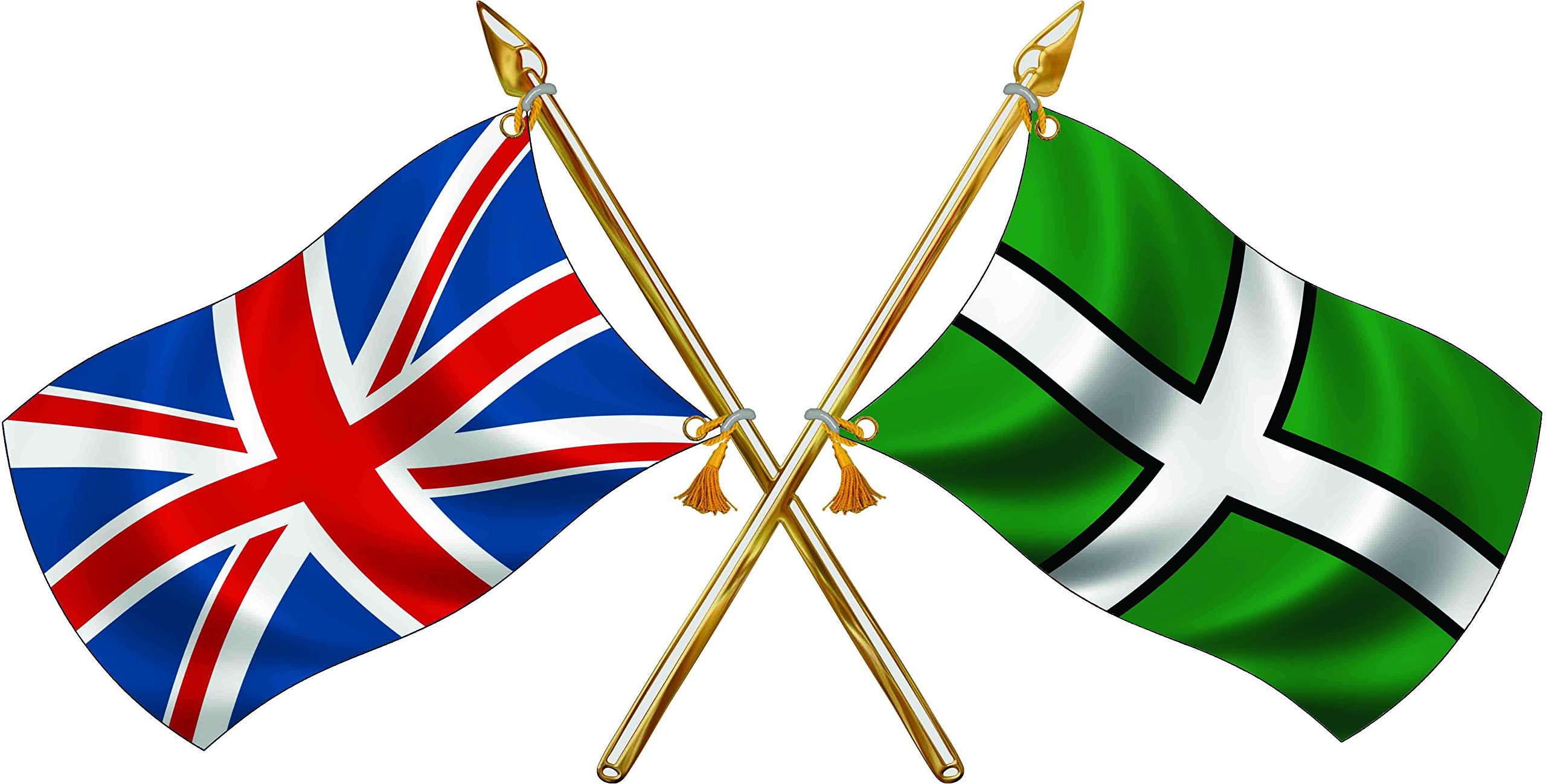 Union Jack/Devon Crossed Flags (small 69mm x 138mm) (69mm x 138mm) Sticker