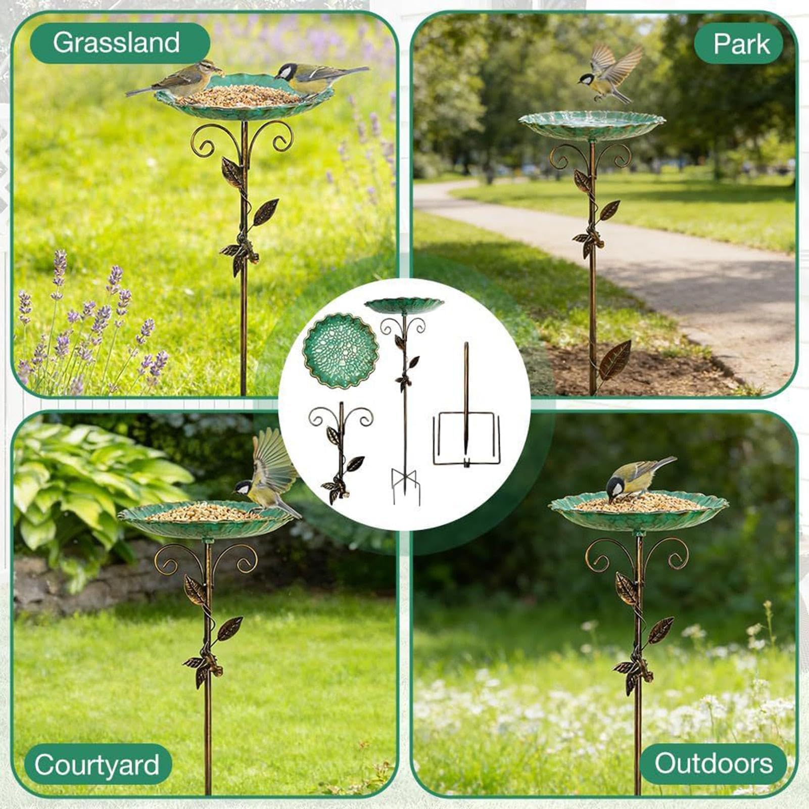 Bagno per Uccelli da Esterno,Alimentatore ad Acqua da 76 cm di Altezza - Fontana per Uccelli con Picchetto in Piedi | per Paesaggio Prato Giardino Cortile Esterno