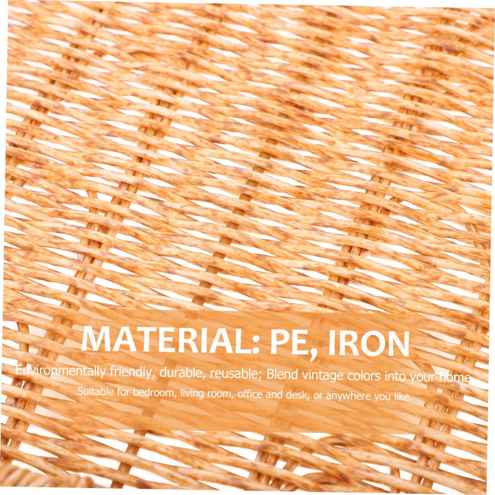 GLEAVI 1Pc Creative Household Storage Basket Chic Desktop Snack Holder Pastoral Design Woven Material for Kitchen Countertop Living Space Decor Light