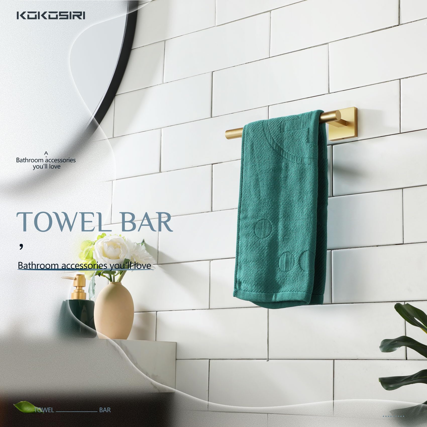 Brushed Gold Towel Rack - Wall Mounted Organizer -5