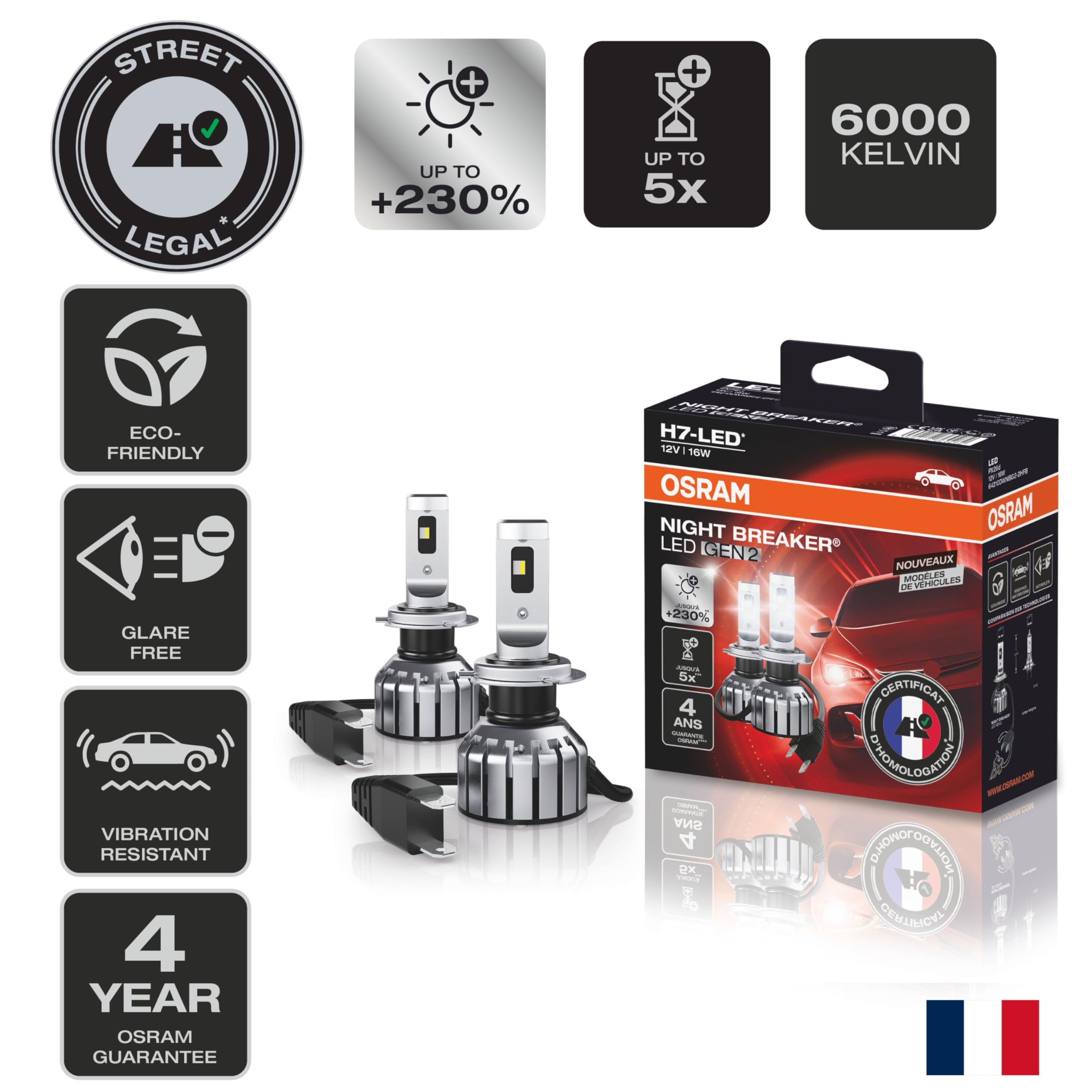 Osram Conversione H7 in LED Lampadina proiettore a lunga portata 16 W 6000 K abbagliante 64210DWNBG2