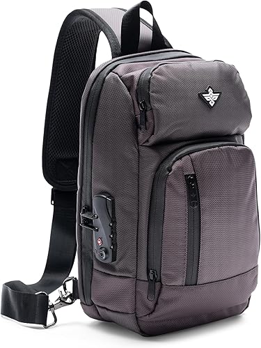 Equinox - Mochila bandolera antirrobo, combinación antirrobo, bolsa de hombro impermeable cruzada casual, Grafito, Bandolera bandolera cruzada