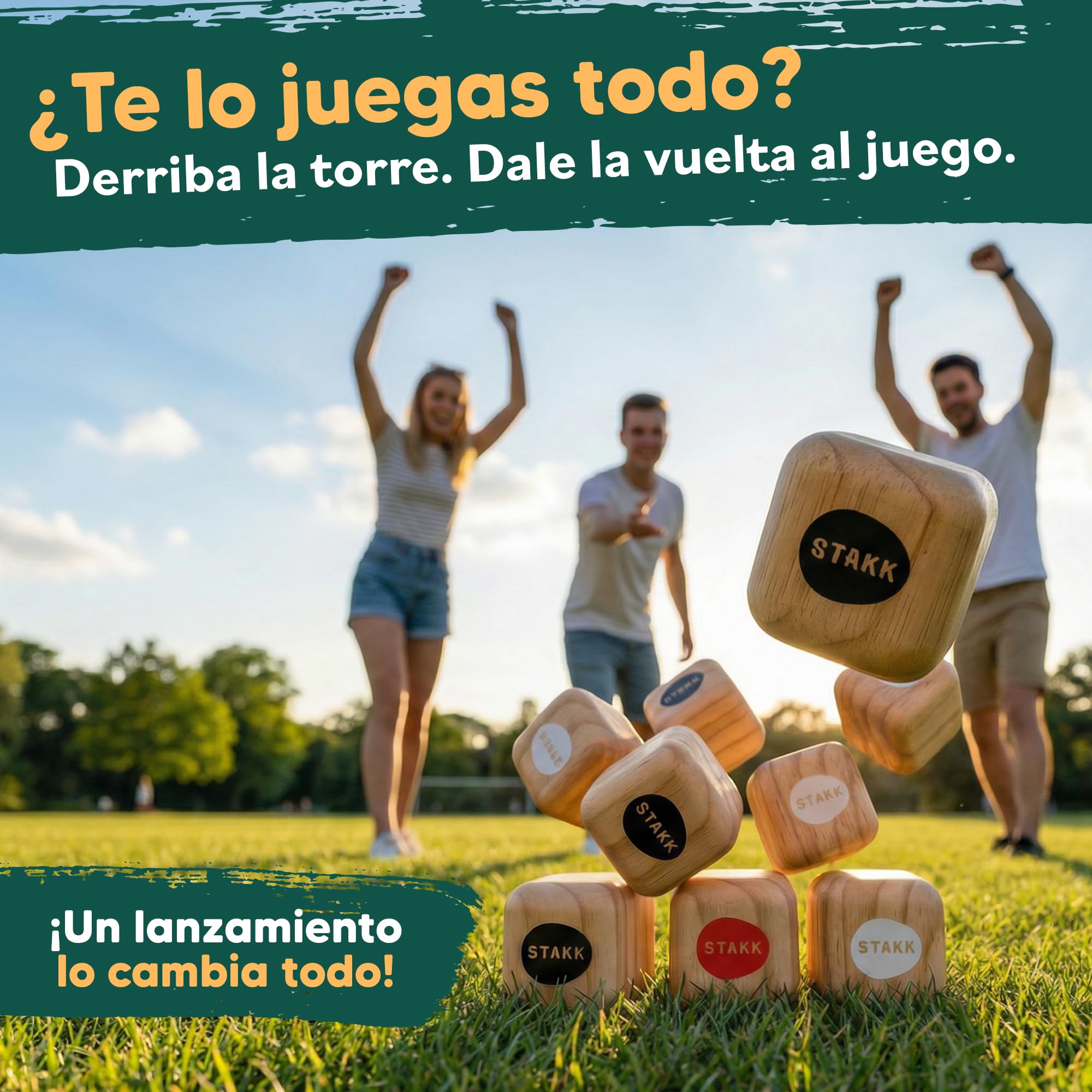 Juego de Lanzamiento al Aire Libre para niños y Adultos | Boccia-Boule con 9 Cubos de Madera