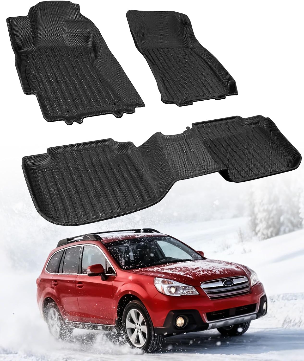 Car Floor Mats for Subaru Outback 2010-2014: All Weather Car Accessories for Outback & Legacy Sedan Mats 2014 2013 2012 2011 2010, Custom fit Front & 2nd Row 3PCS Protection