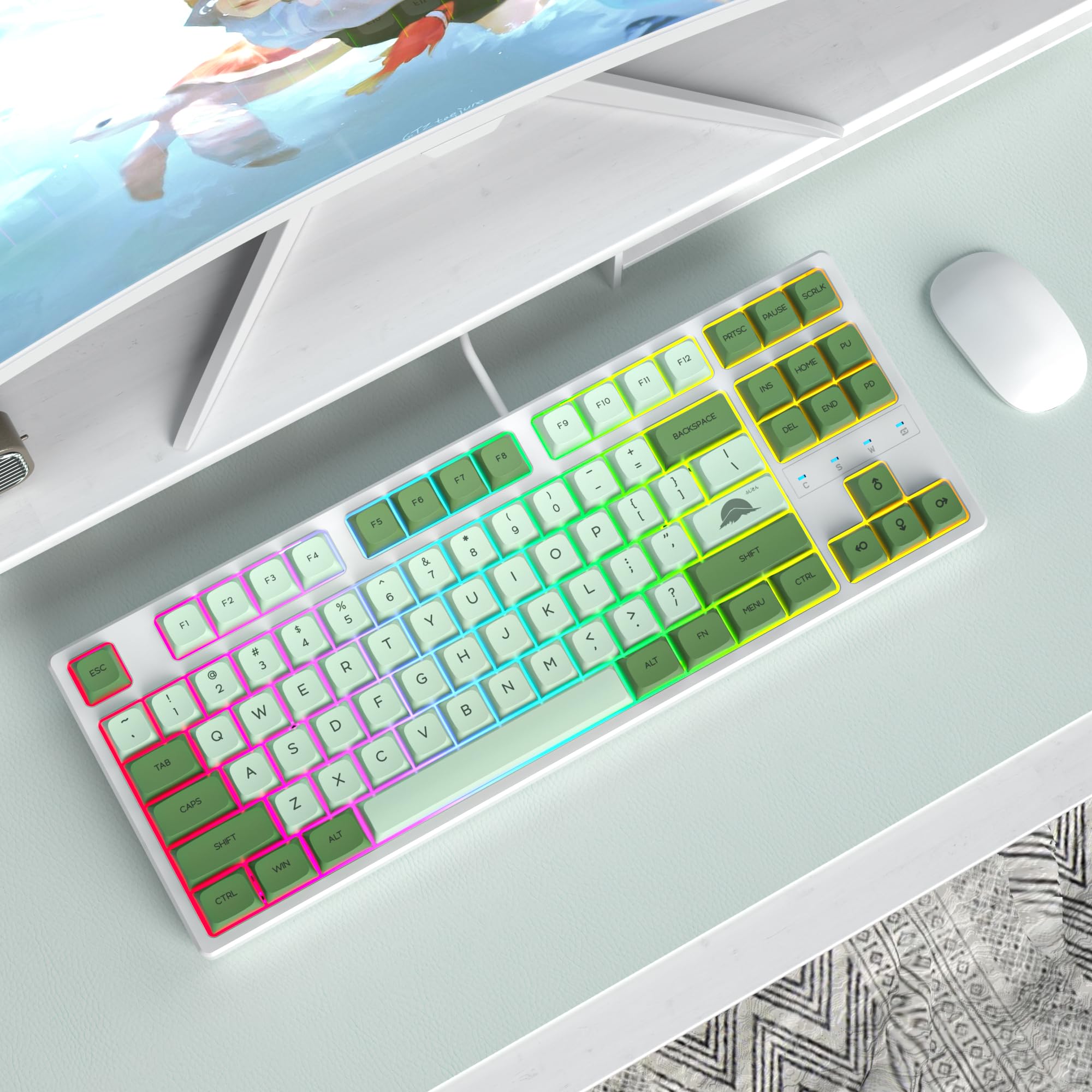 Tastiera Gaming 75% Tenkeyless- Tastiera Meccanica Compatta 80% TKL RGB Senza Tastierino Numerico - Illuminazione RGB - Layout Qwerty Americano