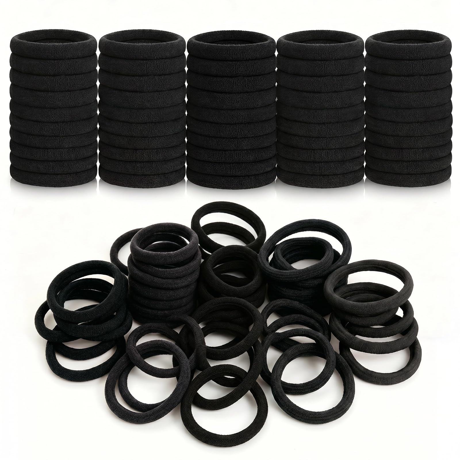 30 Pcs Thick Seamless Hair Bobbles, Strong Elastic Hair Ties for Women, No Damage Soft Hair Bands for All Hair Types - Black