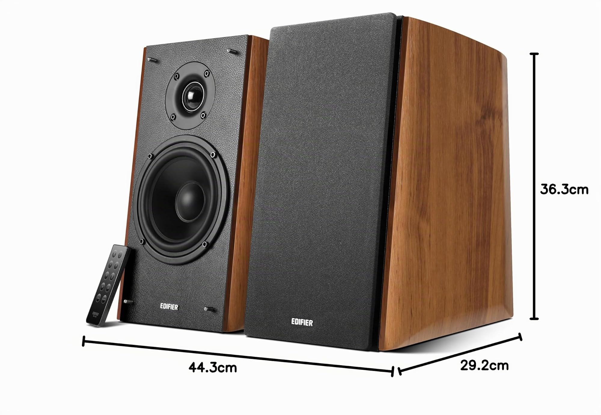 EDIFIER R2000DB - Kit d'enceintes 2.0 Bluetooth, avec télécommande IR et entrée Optique - 120 Watts - Warm Oak