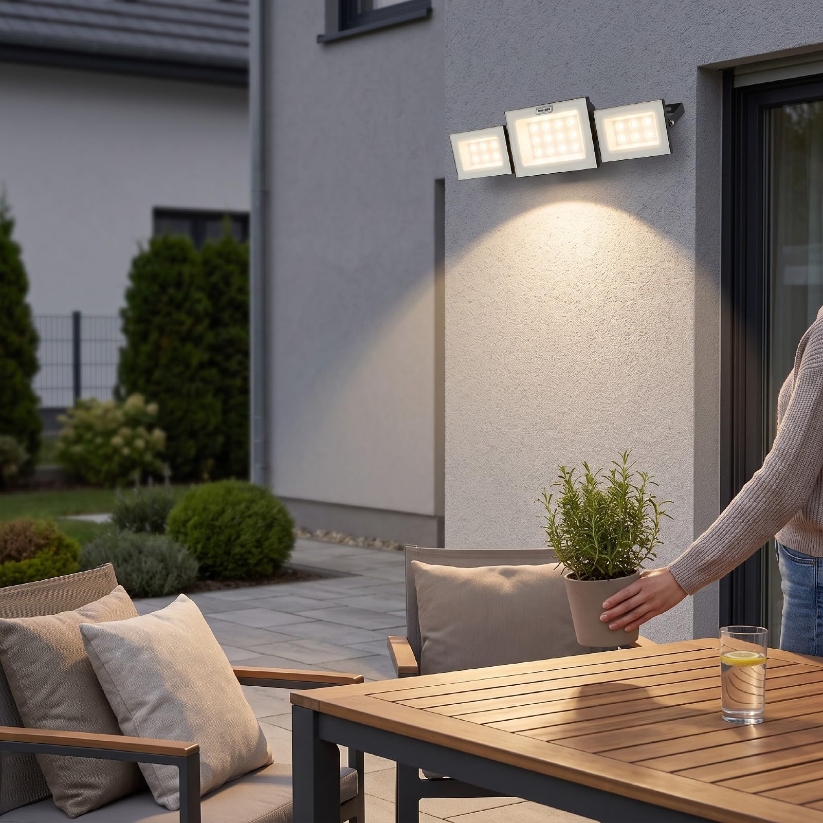 AMONIDA Reflektory LED na Zewnątrz 100 W 3 Głowice ściemnialne Indukcyjne