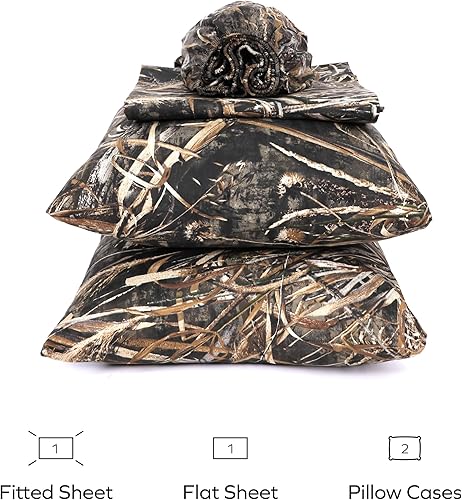 Miniatura 2 de Realtree Max-5 - Juego de sábanas de camuflaje de 4 piezas tamaño King - Juego de sábanas de caza de polialgodón súper suave de alta calidad - Juego