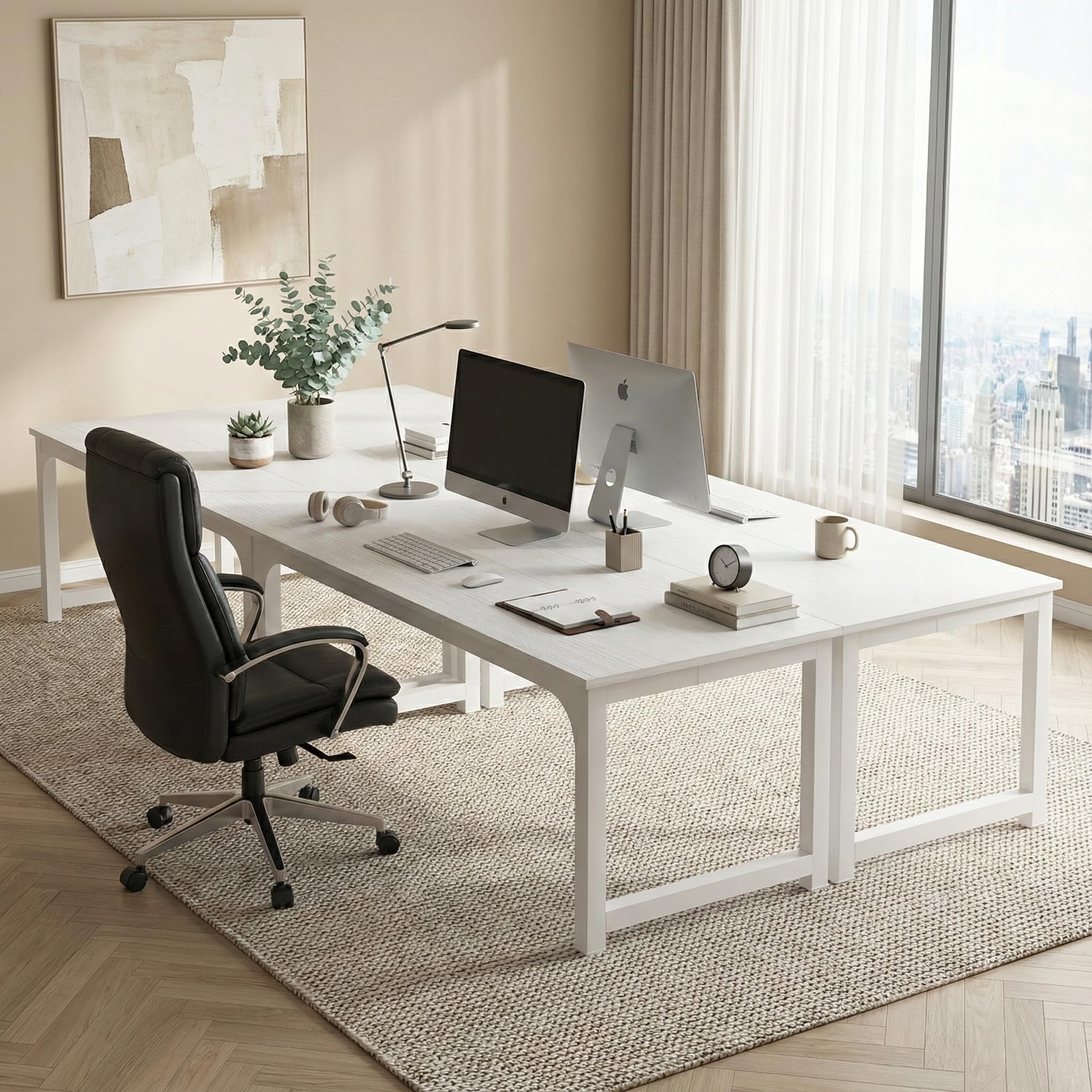 Lailang 180cm Scrivania, Scrivania Ufficio 180x80, Scrivania Studio Casa, Scrivania In Legno, Tavolo Ufficio Riunioni, Scrivania Grande, 180 x 80 x 75 cm, Bianca