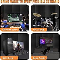 Vista 8 de Paquete de 4 paneles de espuma acústica, 48 x 24 x 2 pulgadas, paneles absorbentes de sonido de alta densidad para el hogar, oficina, sala