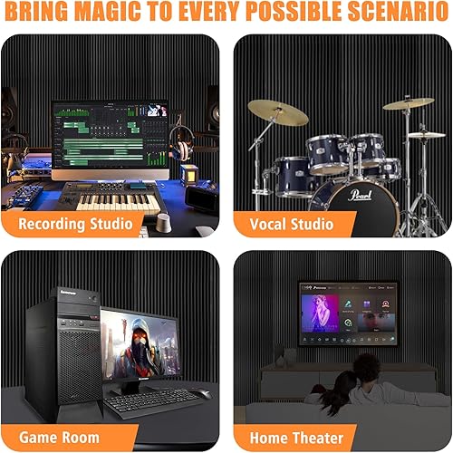 Miniatura 8 de Paneles de espuma acústica, paneles de espuma de tratamiento acústico para estudio de grabación, 2 pulgadas de grosor, 12 x 12 pulgadas (paquete de