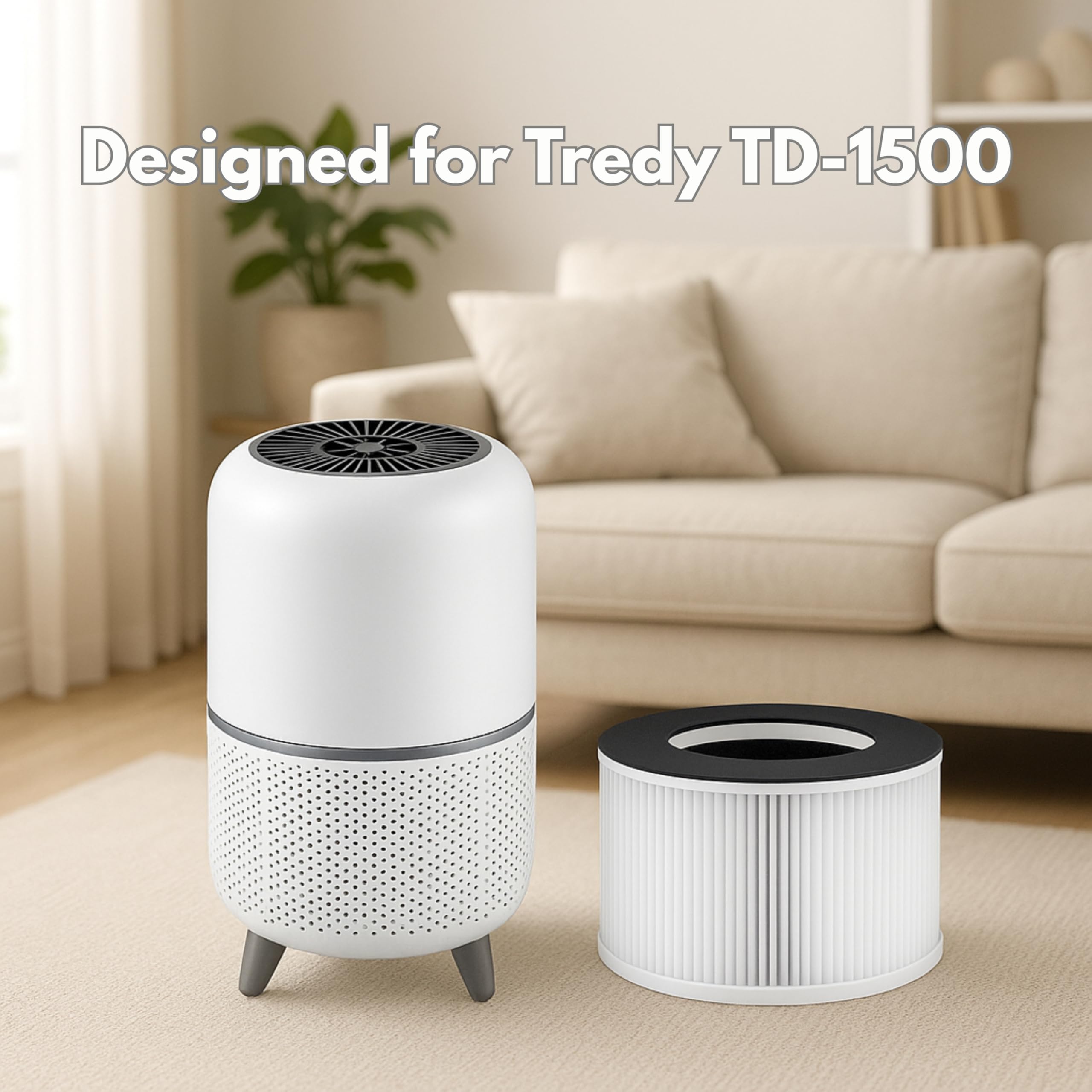 Nispira Filtros de repuesto HEPA 4 en 1 compatibles con purificador de aire Tredy TD-1500, paquete de 3