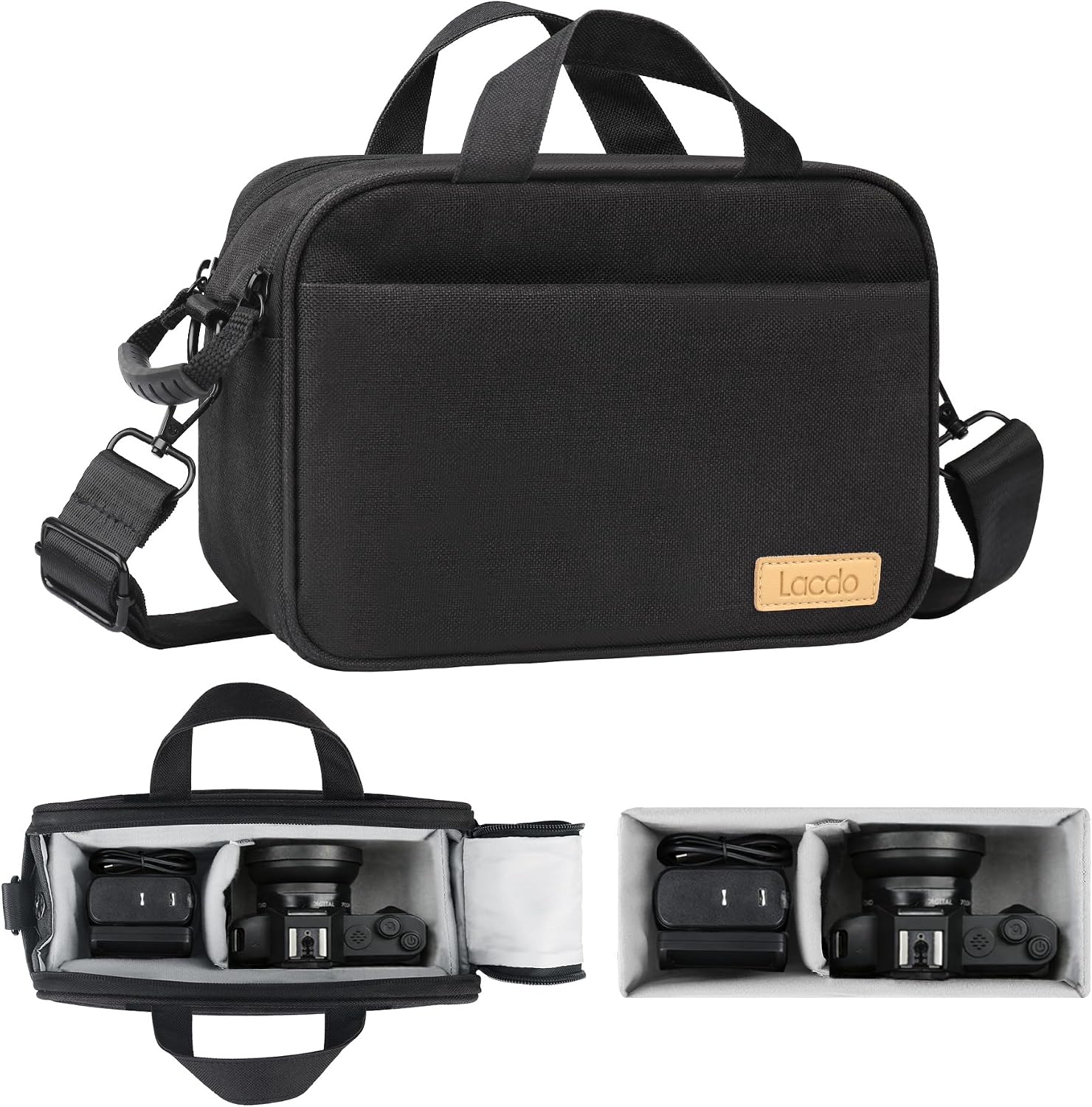 Lacdo Camera Case Bag for 4K Digital Camera, Vlogging Camera Case for Duluvulu, AUREAPIX, VJIANGER, Zostuic, Kasukani Vlog Camera Carrying Travel Storage Bag with Shoulder Strap for Photography, Black
