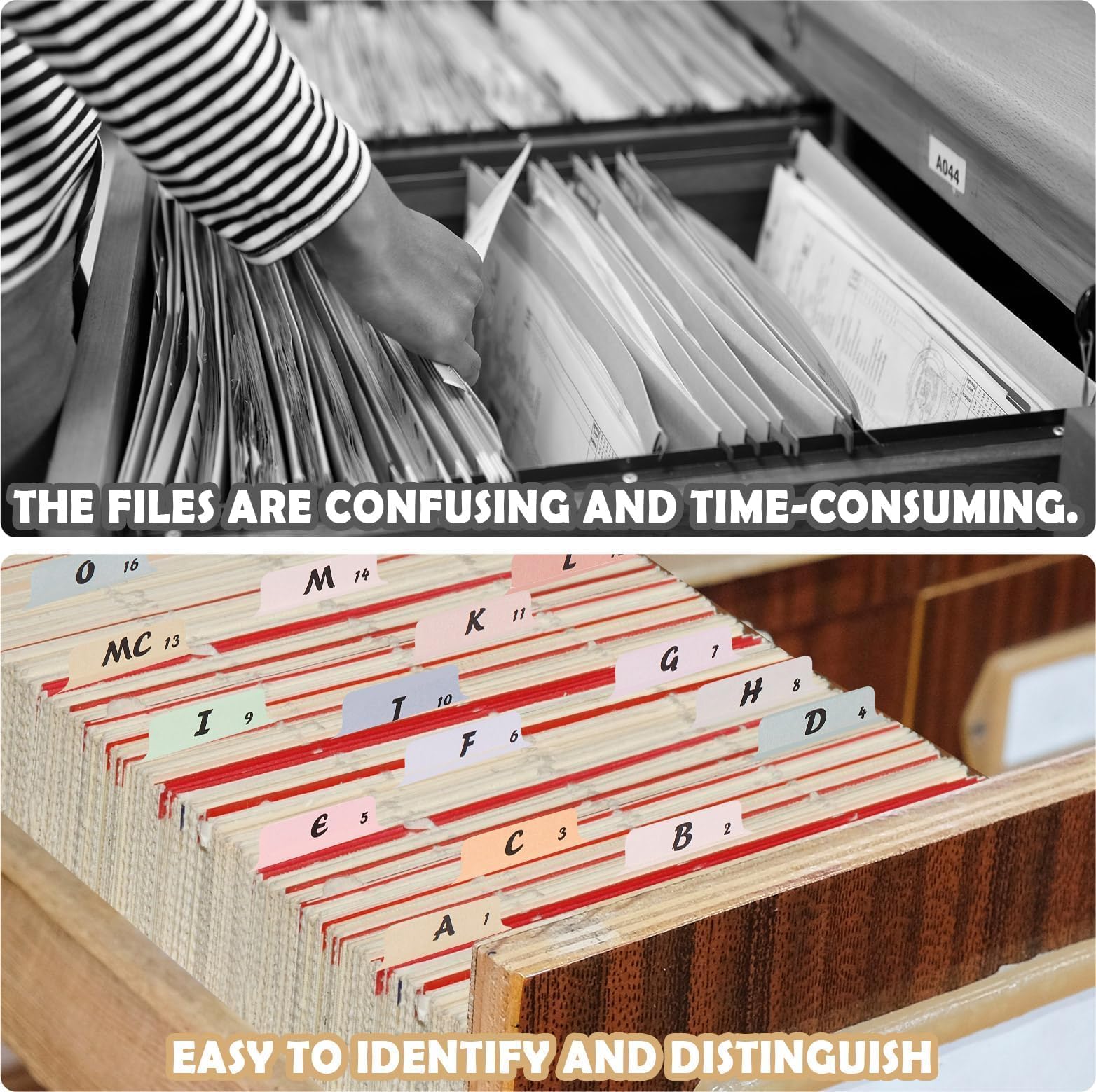 Juego de 2 50 separadores de archivos del alfabeto, guías de archivos de la A a la Z, tamaño carta, pestaña de corte 1/5, organizador de archivos alfabético, separadores de archivadores para el