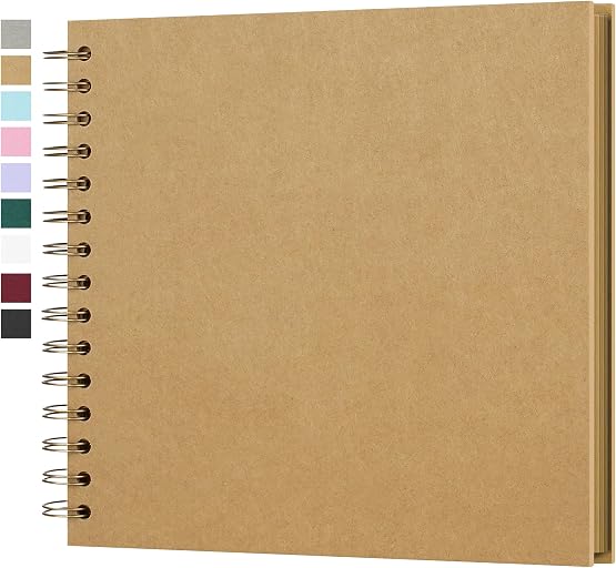 8x8 Inch DIY Scrapbook Photo Album, Hardcover Kraft Paper Acid-Free, 20 Sheets (40 Pages), Lay Flat & Cover Customizable Memory Book for Weddings Anniversaries Guest Book Baby Family Travel