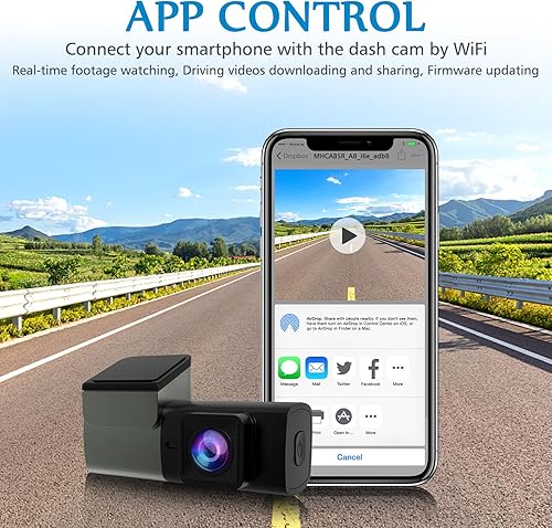 Miniatura 5 de MHCABSR Cámara de salpicadero WiFi 2K FHD, cámara frontal 1440P para automóvil, mini grabadora de tablero con control de aplicación, visión