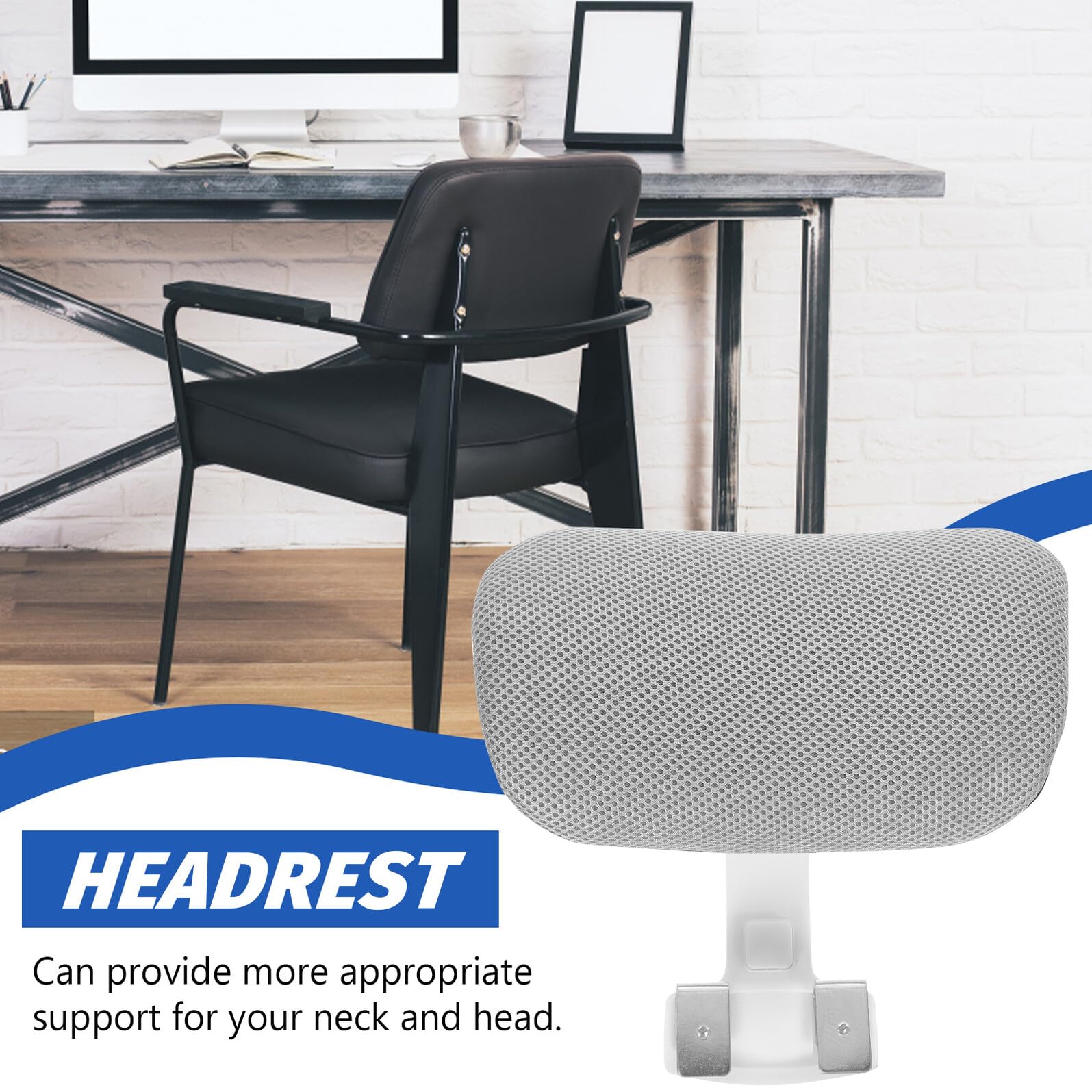 Poggiatesta Tessuto Collo da Regolabile Ufficio e Supporto per Sedia Imbottitura Cuscino in Altezza Confortevole in Plastica Bianco per Protezione Ergonomica
