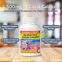 Vista 5 de 1500 mg, 90 cápsulas- Suplemento de calcio coral desarrollado por Bob Barefoot- Apoya la salud general y los niveles de pH - Contiene calcio