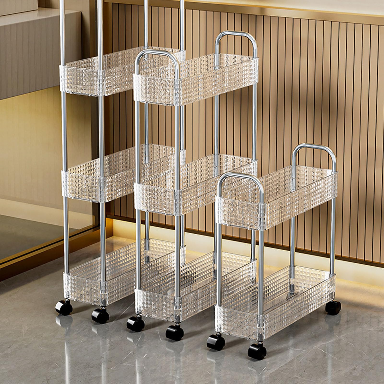 Scaffale da, Carrello Portaoggetti a 3 Livelli in PET e