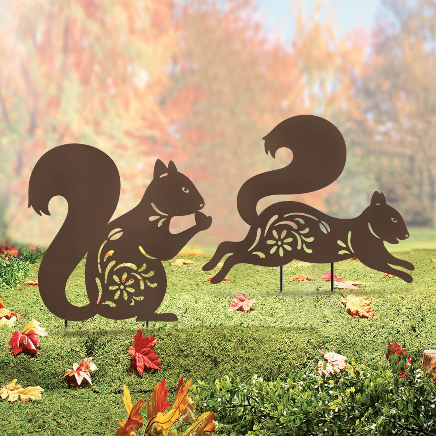 Hokfirm Metal Squirrel Garden Stakes