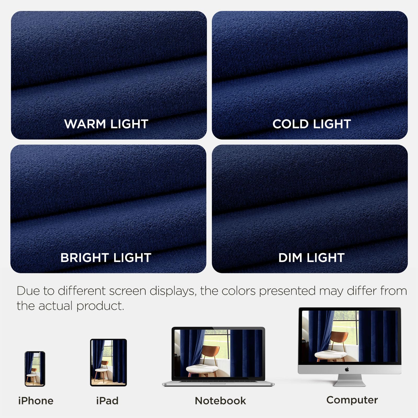 Joydeco Lot de 2 Rideaux occultants en Velours Bleu Roi de 274 cm de Long, Rideaux occultants à œillets pour fenêtre de Chambre à Coucher, Salon, Home cinéma (132 x 274 cm)