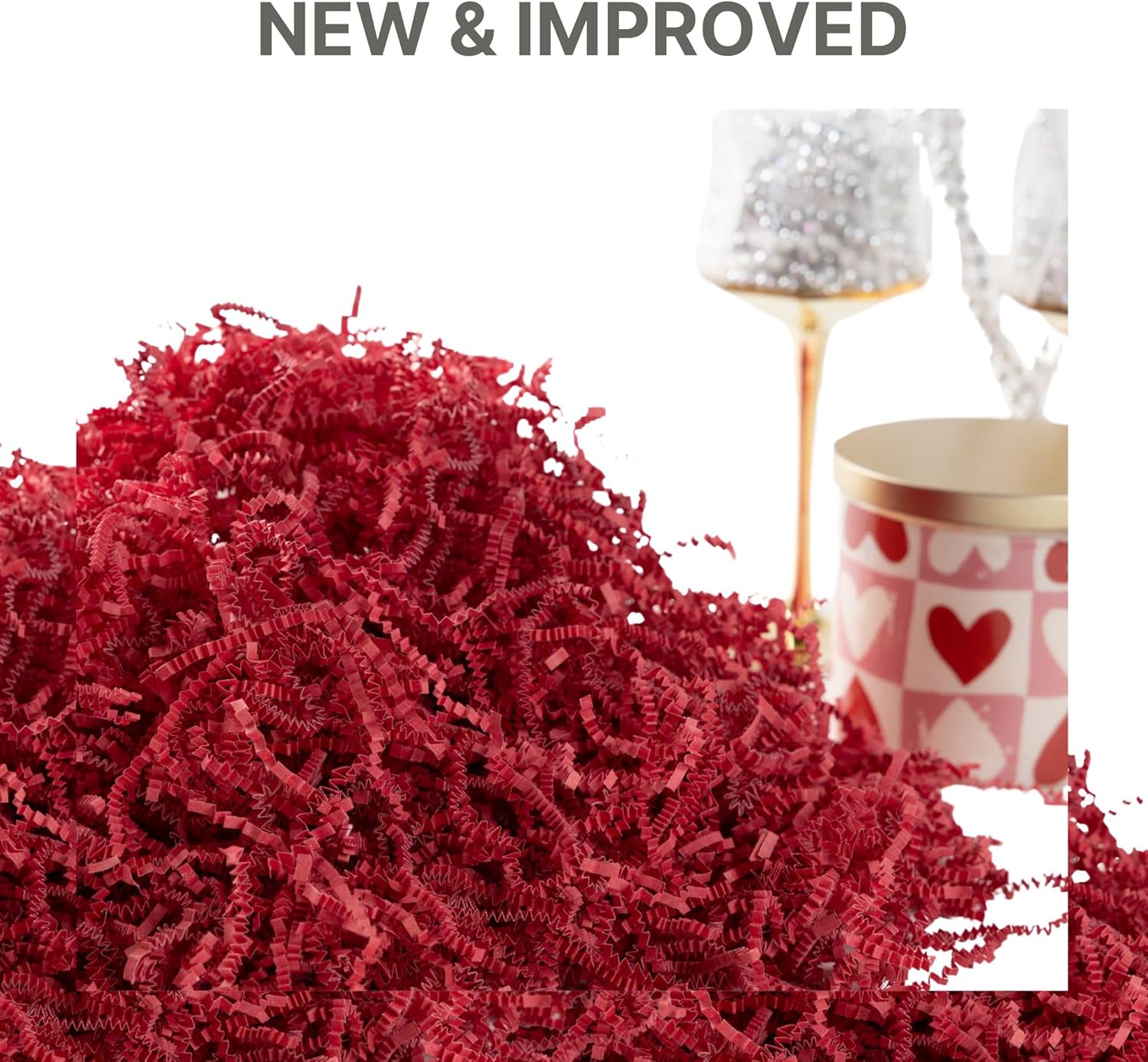 FRILLZ by DECOfill™ Crinkle Cut Paper Shred Filler for Baskets, Gifts, Packing and Protecting your Mother's Day, Christmas, Holiday Valentine's, and other events (2 pound, Red)