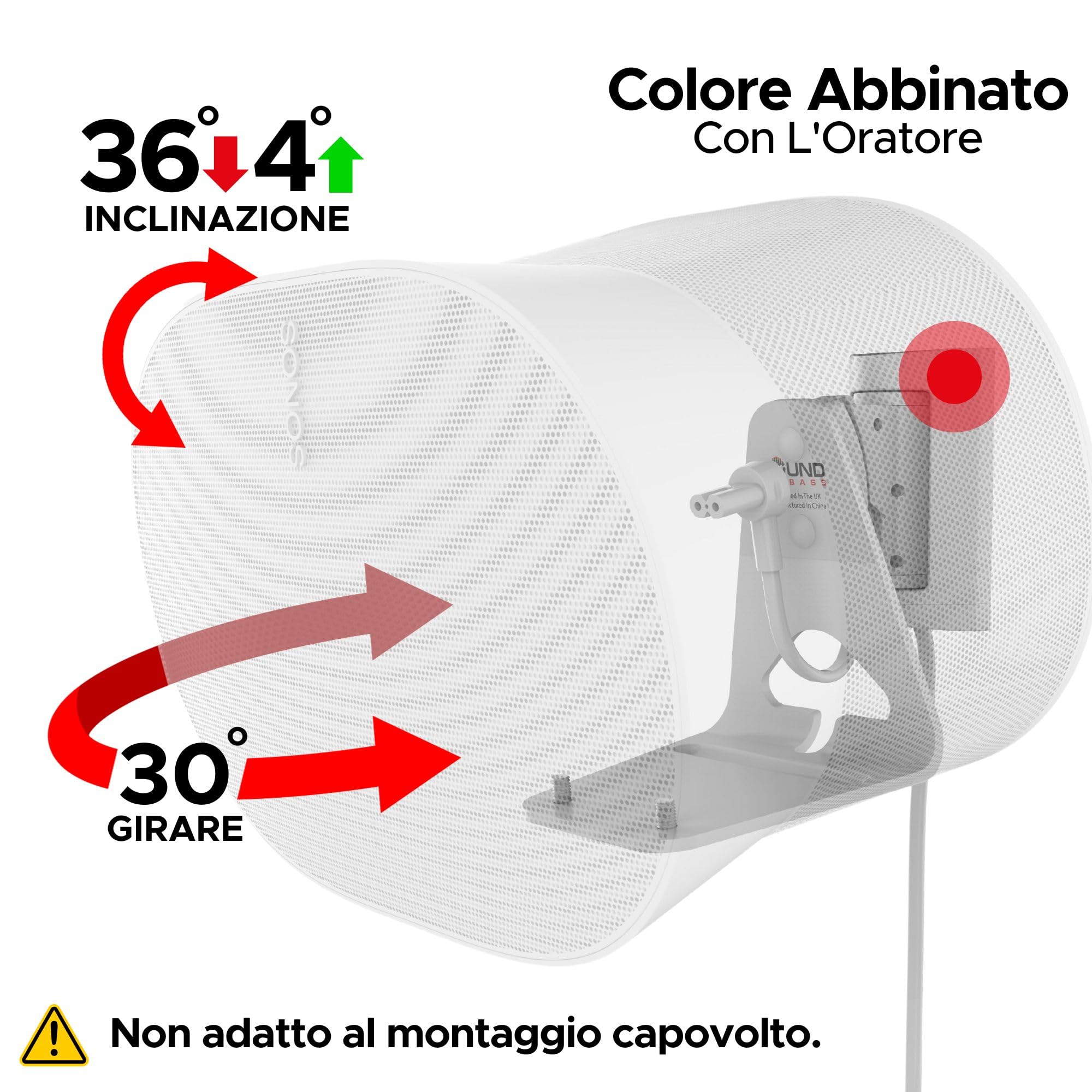 Staffa di Montaggio a Parete Inclinabile Girevole Bianco Doppio per Sonos ERA 300