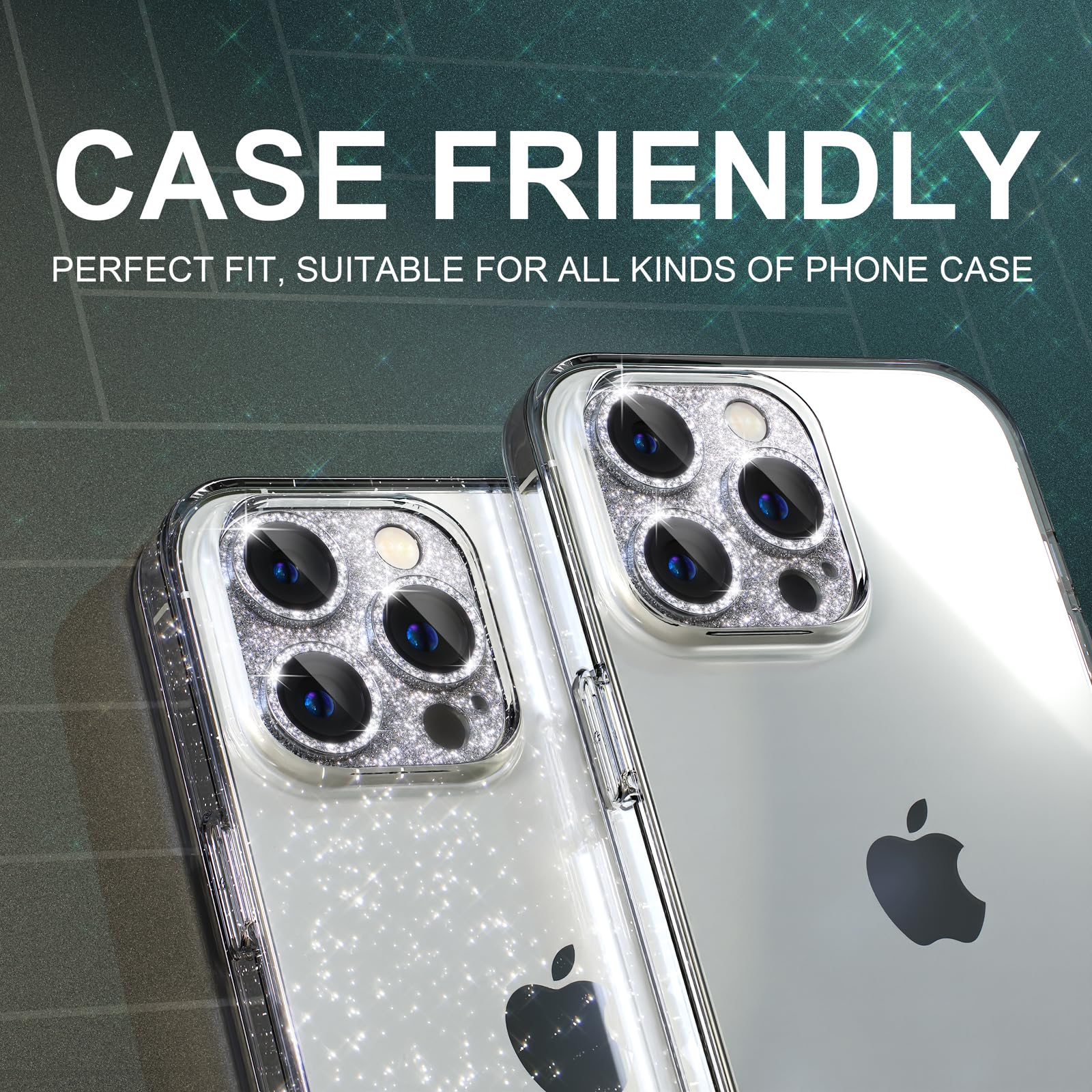 Choiche Protector de lente de cámara para iPhone 15 Pro/iPhone 15 Pro Max, cubierta de cámara brillante con protector de pantalla de lente de vidrio templado 9H, accesorios de decoración de anillo de