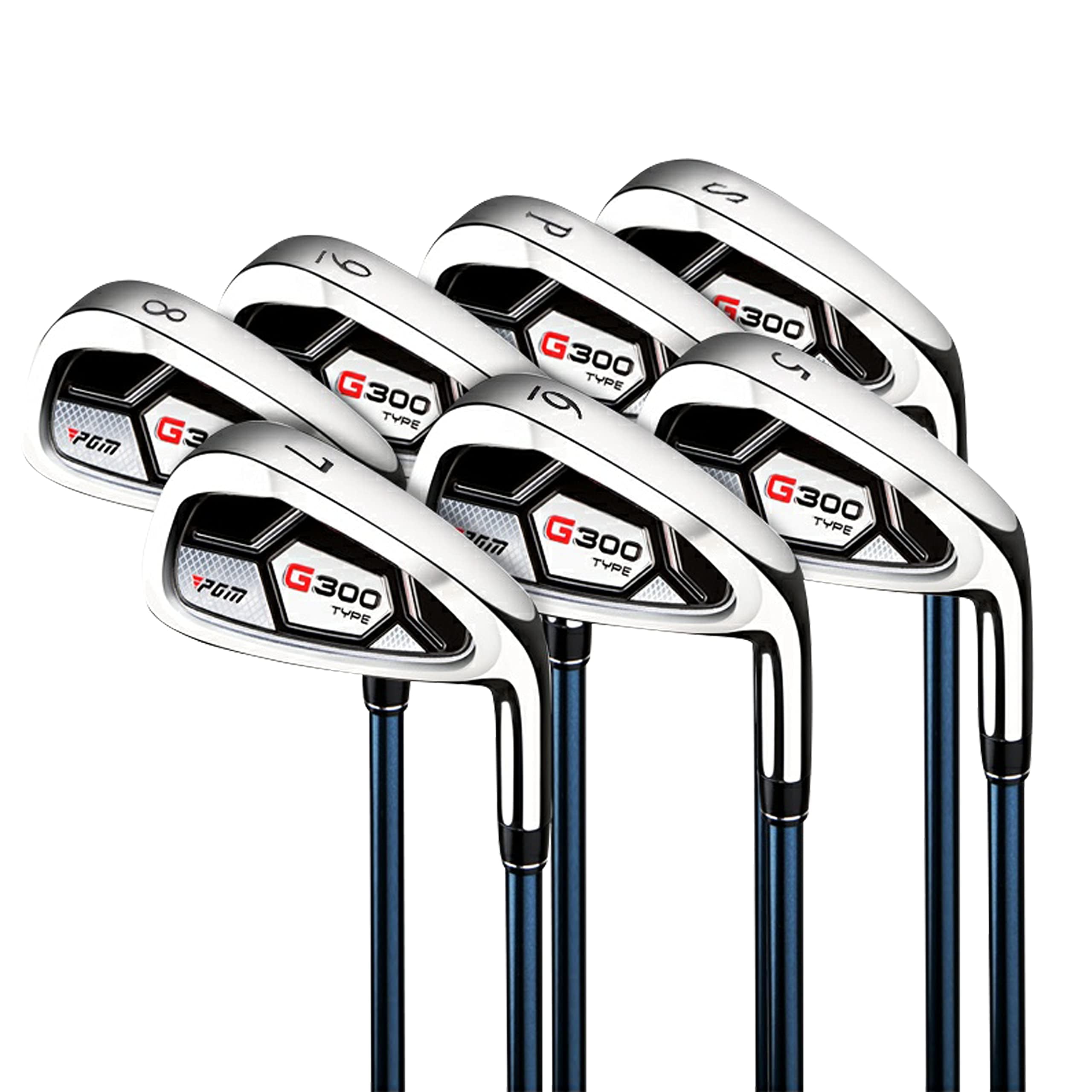 PGM Lot de 18 clubs de golf pour homme - 12 pièces - Titane #1 Driver, hybride à tirage biaisé, fers à haute résistance, putter indulgent, sac de support avec 5 couvre-têtes