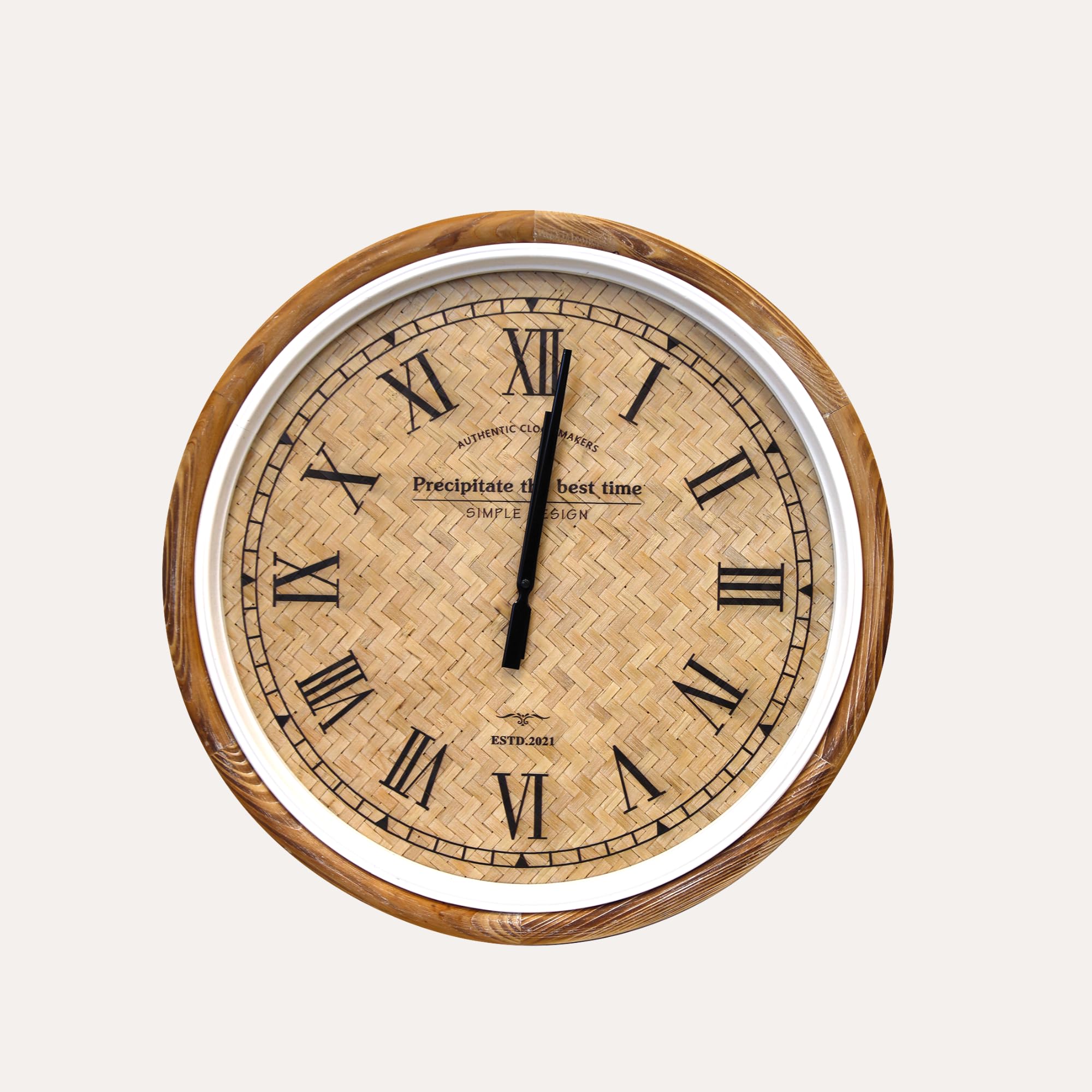 Keyhomestore | Orologio da Parete in Vimini con Cornice in Legno Ø 60 cm