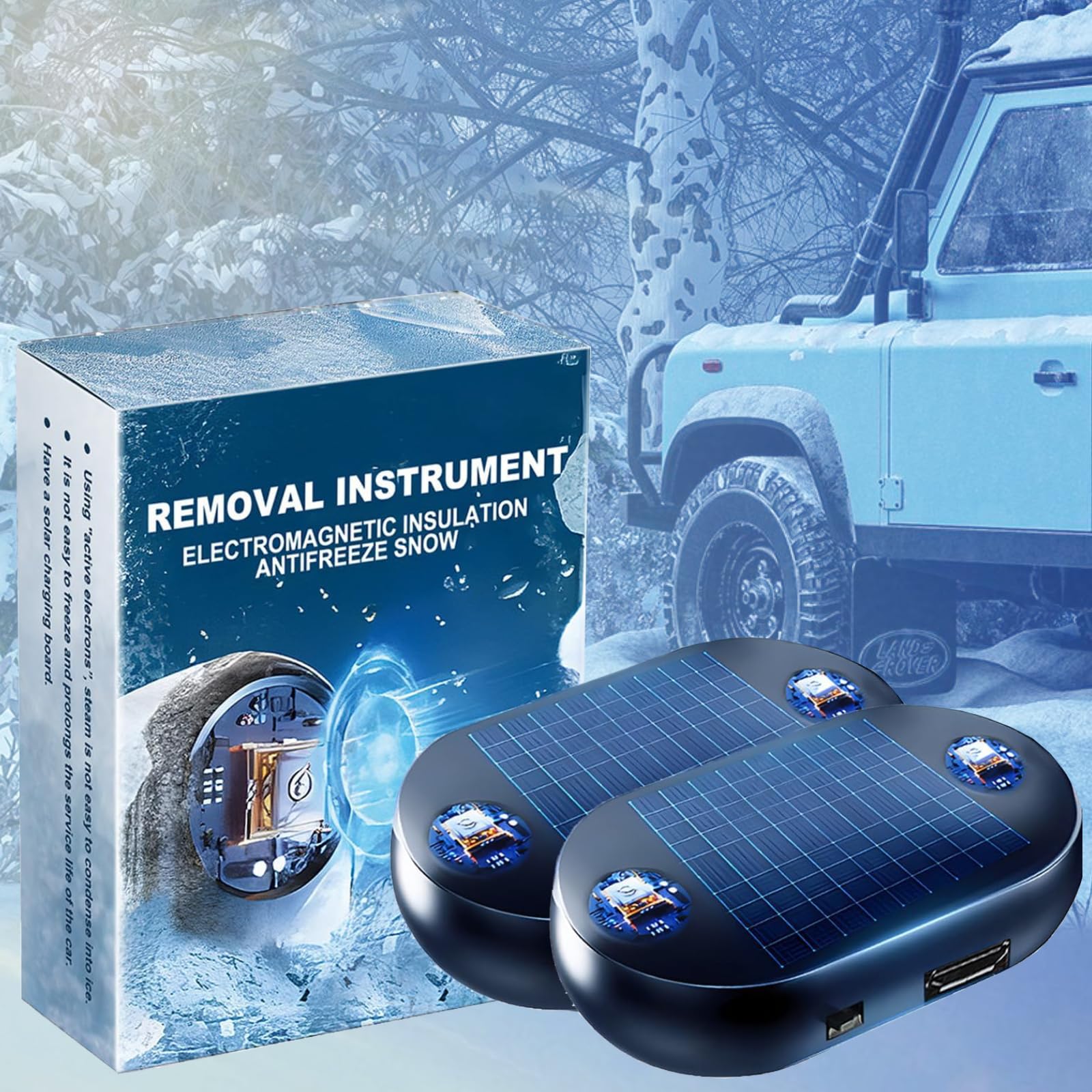 iekufes 2 Pcs Electromagnetic Car Snow Removal, Anti-Freeze Car Snow Removal Device, Electromagnetic Wave Anti Freezing and Snow Removal Device