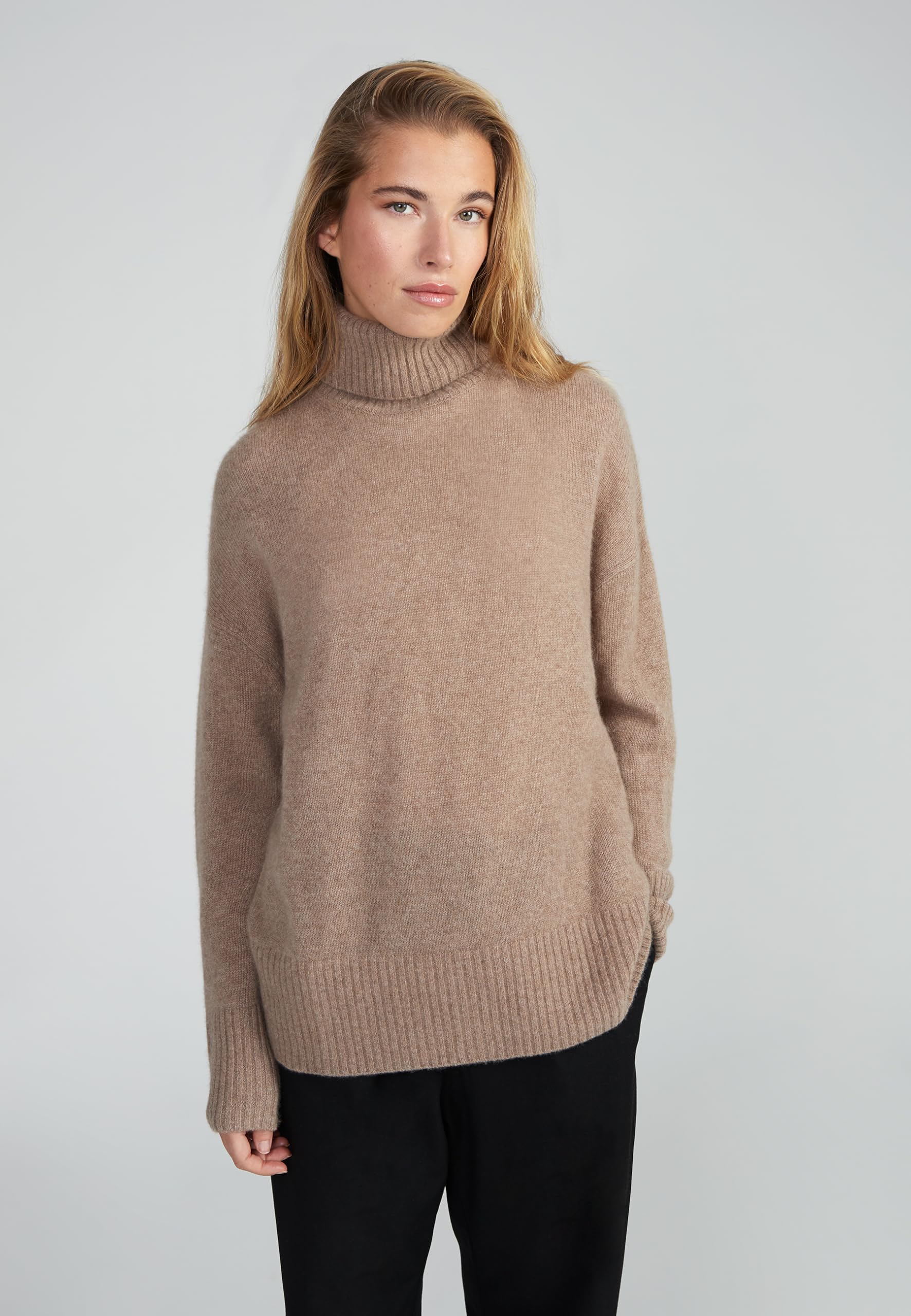 Style & Republic Damski sweter z golfem o kroju oversize, wykonany w 100% z kaszmiru, duży krój, stylowy sweter z dzianiny premium z kaszmirem na jesień i zimę