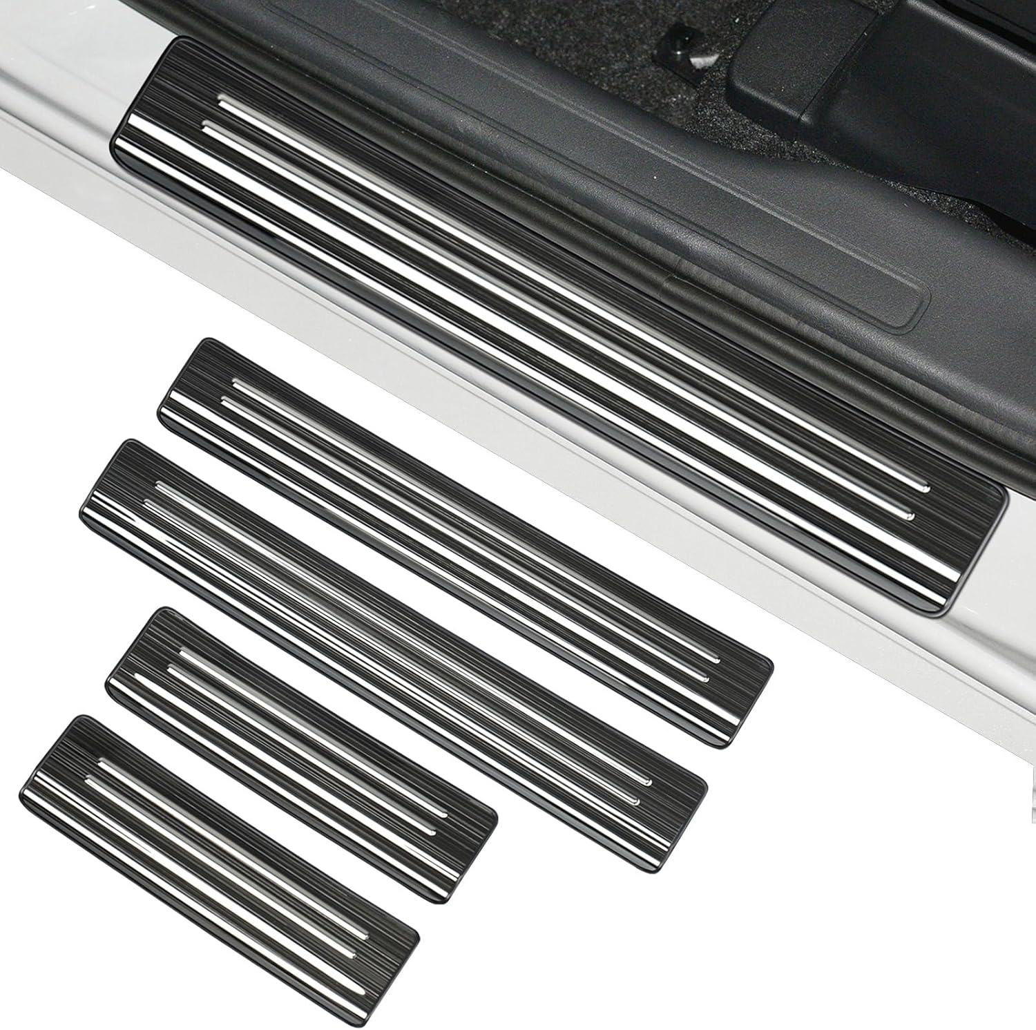 Stainless Steel Door Sill Protector for Mitsubishi Outlander 2016-2021 Accessorie Door Sill Guard Decorative for Outlander Black 2014-2021